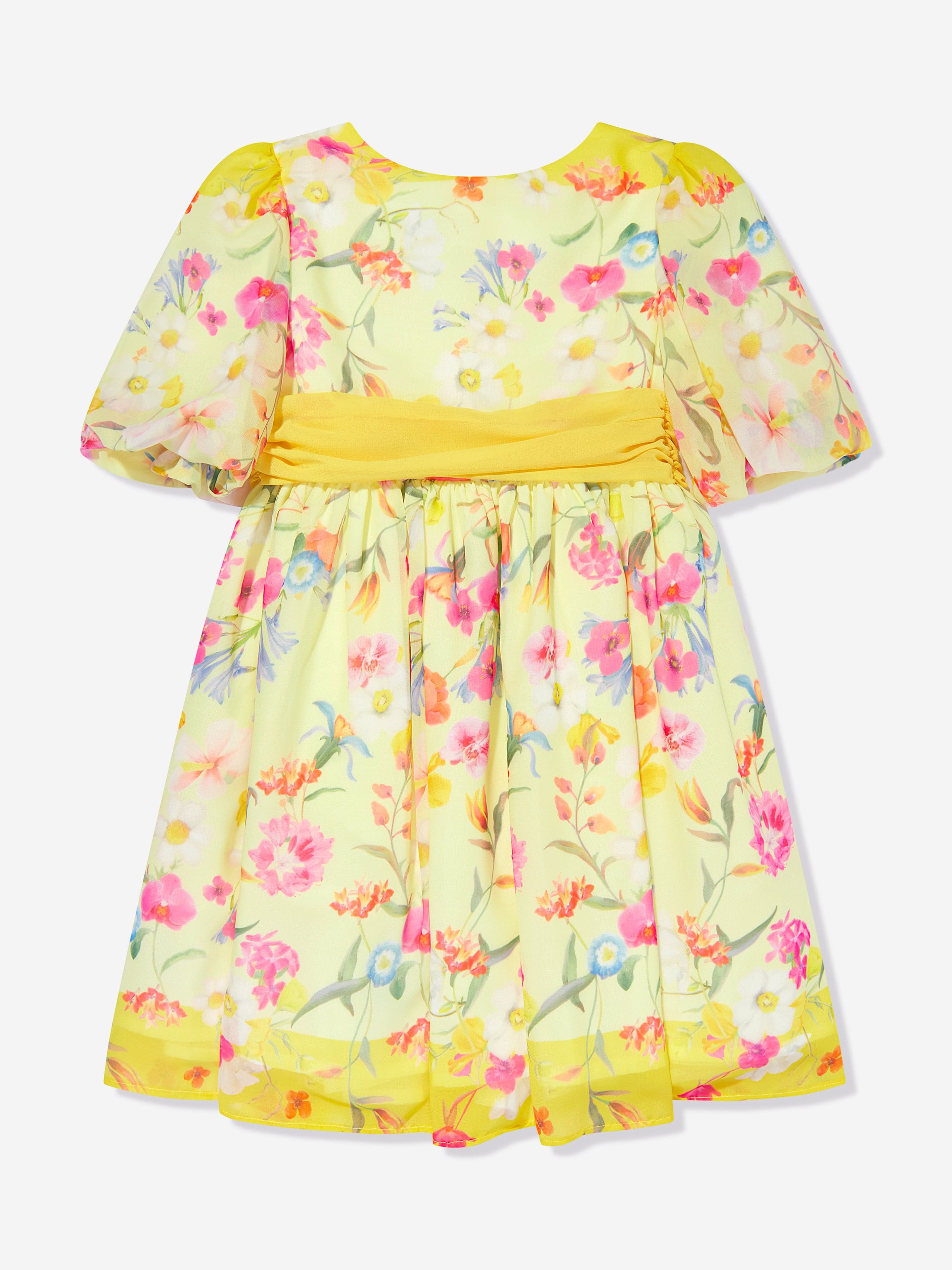 Patachou Girls Floral Party Dress in Yellow