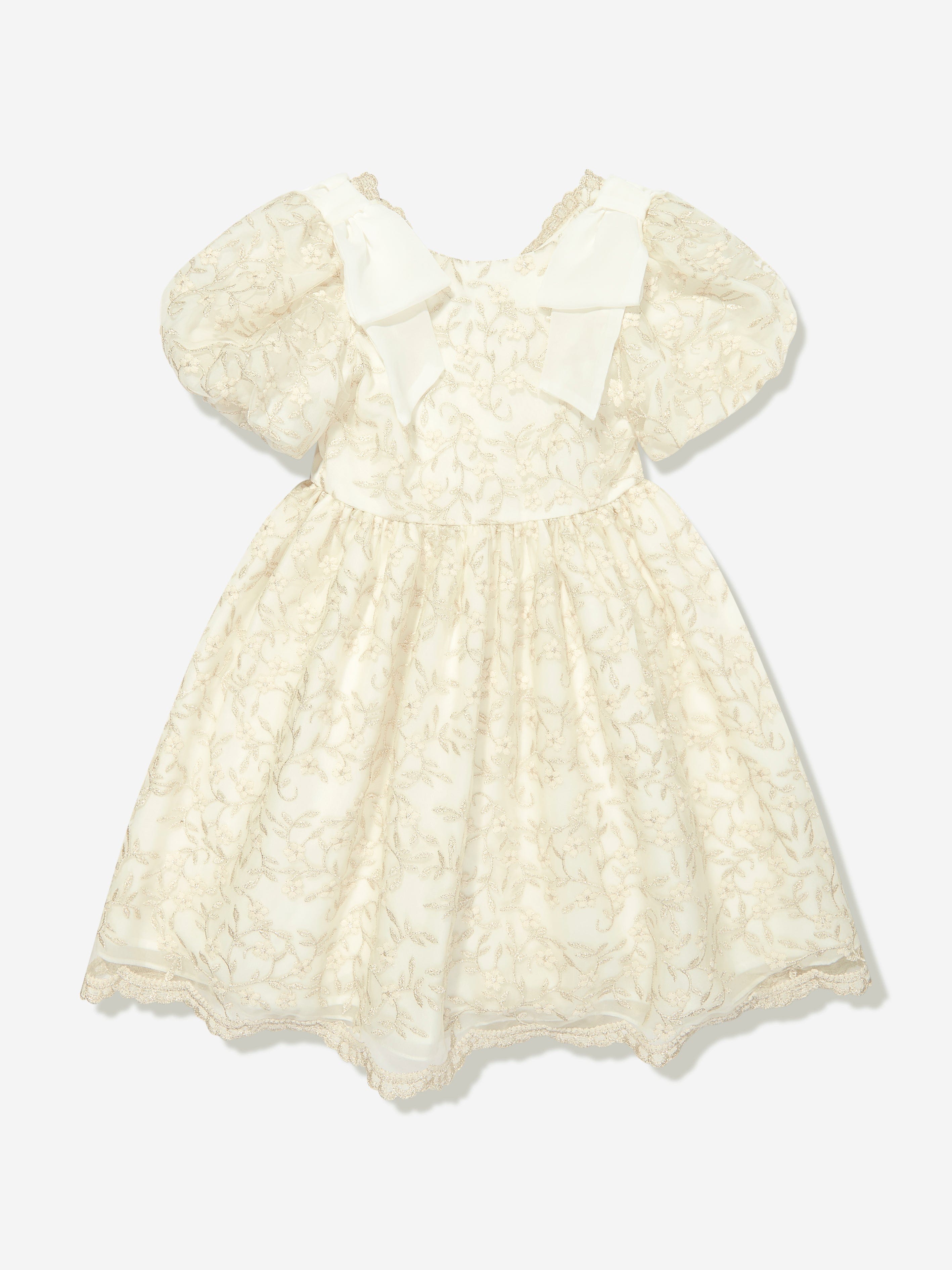 Patachou Girls Embroidered Party Dress in Gold