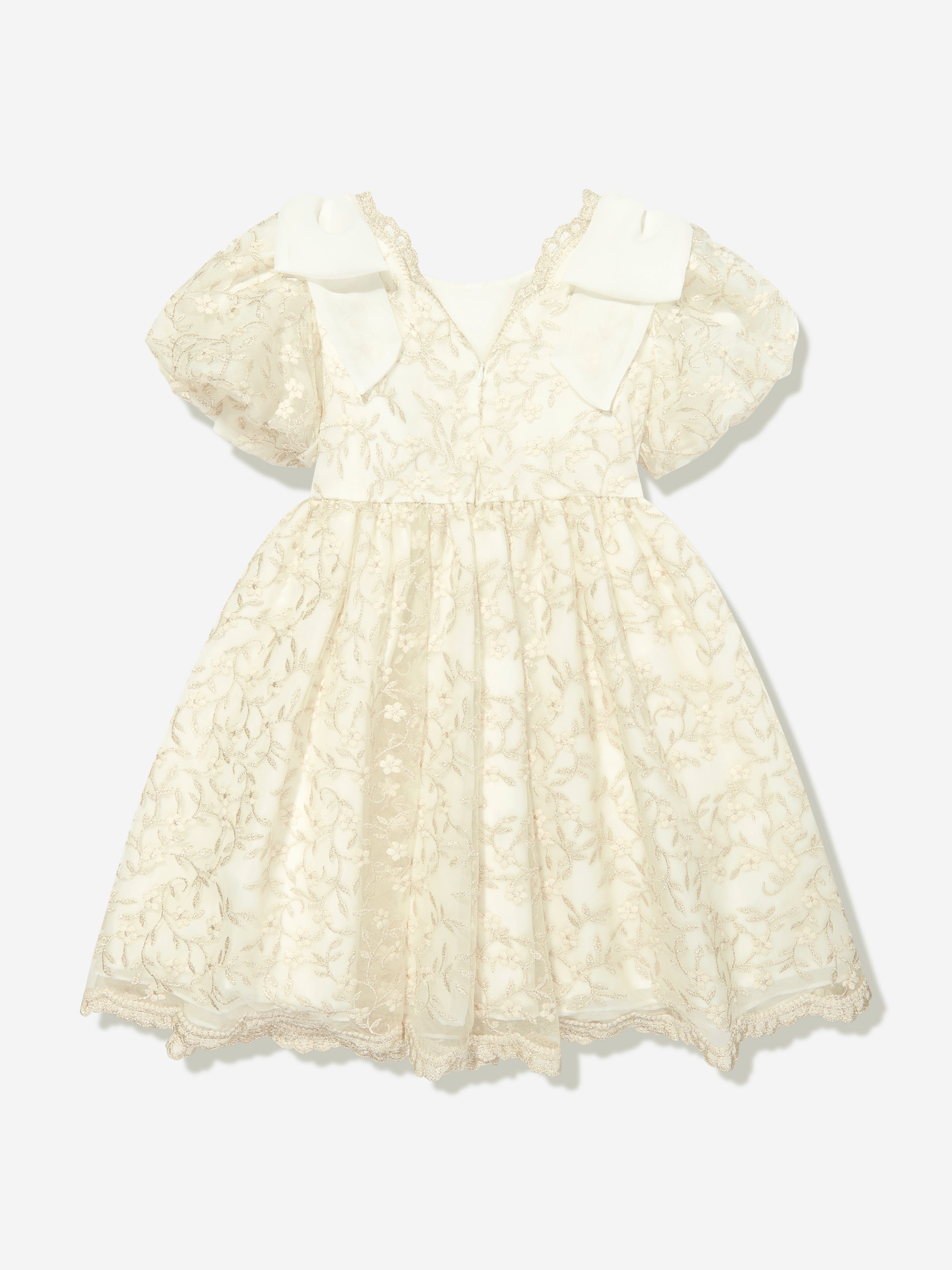 Patachou Girls Embroidered Party Dress in Gold