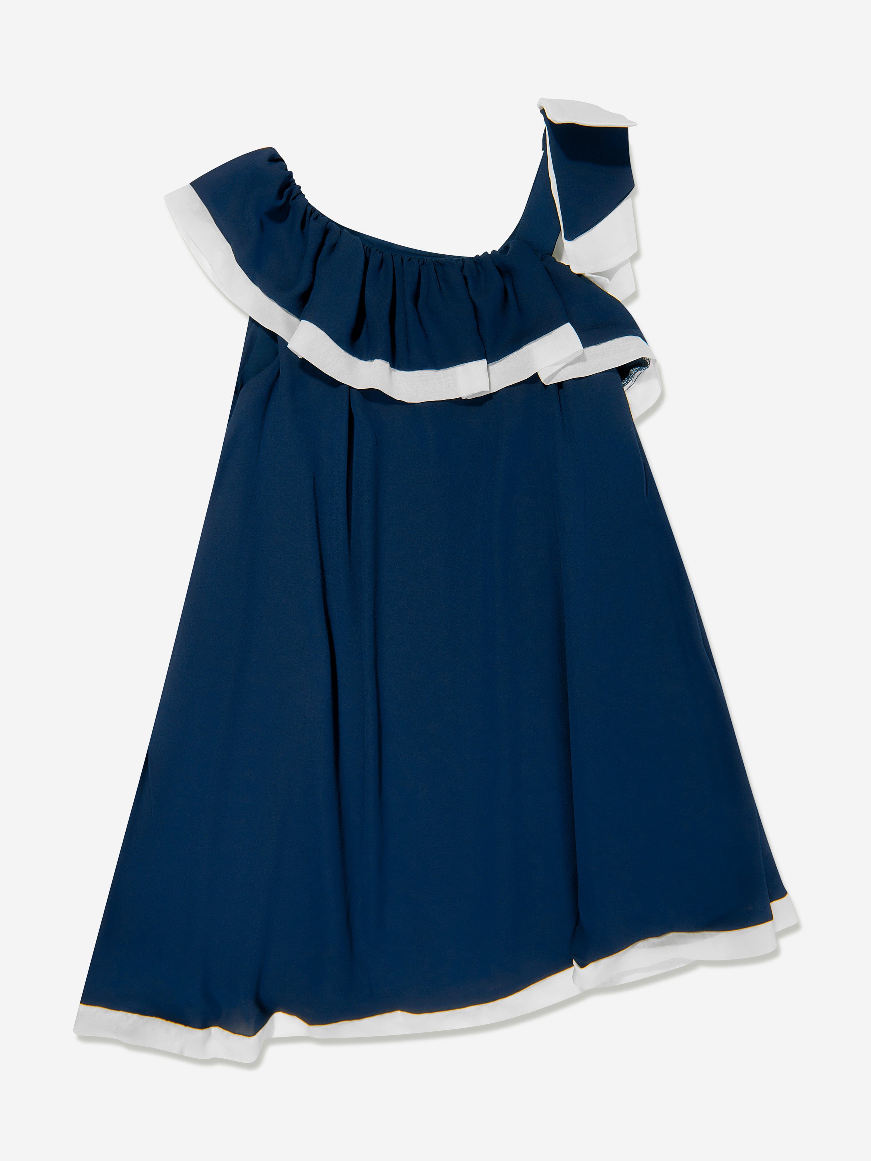 Patachou Girls Ruffle Yacht Club Dress in Navy