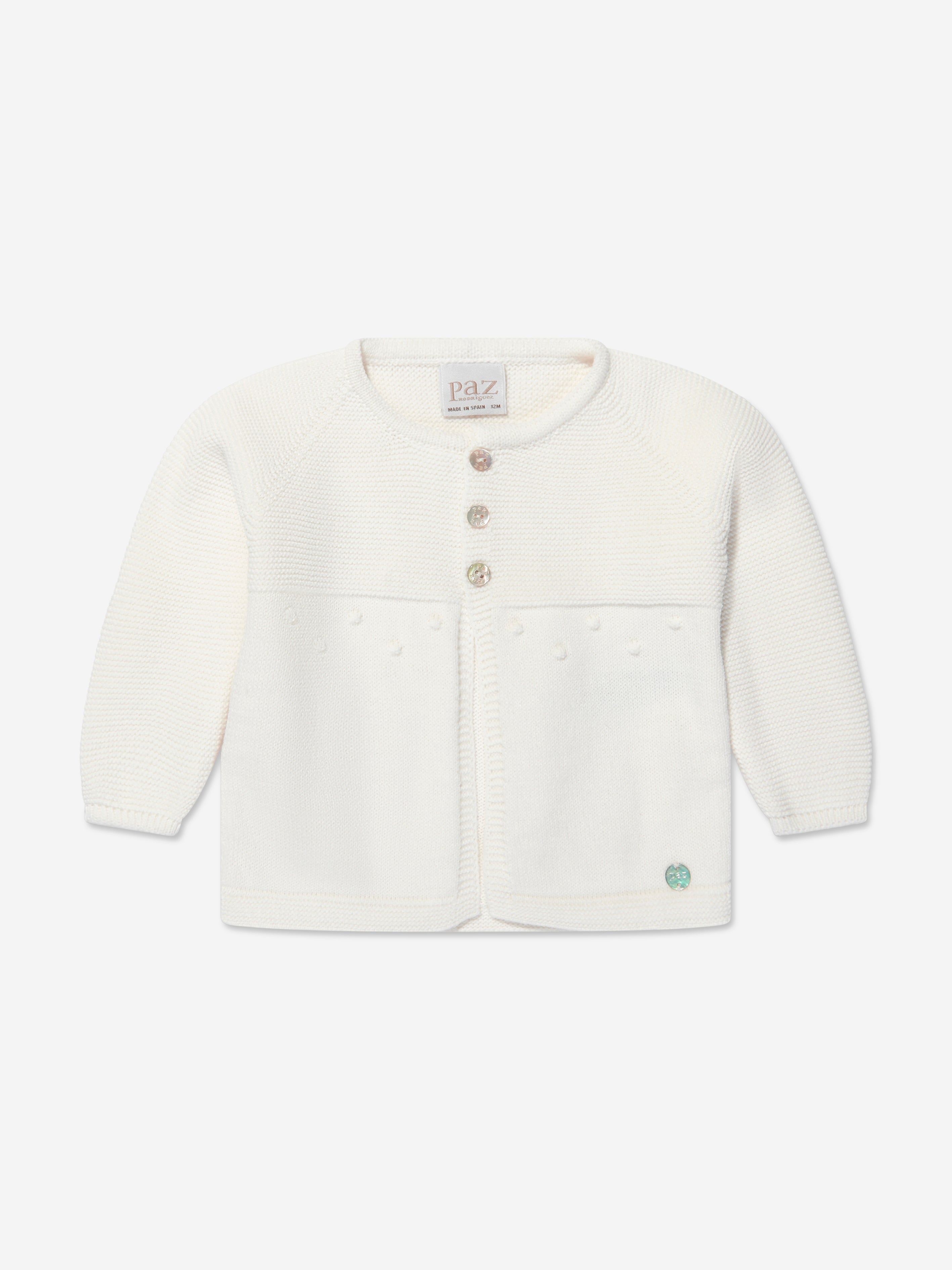 Paz Rodriguez Baby Knitted Cardigan in Ivory