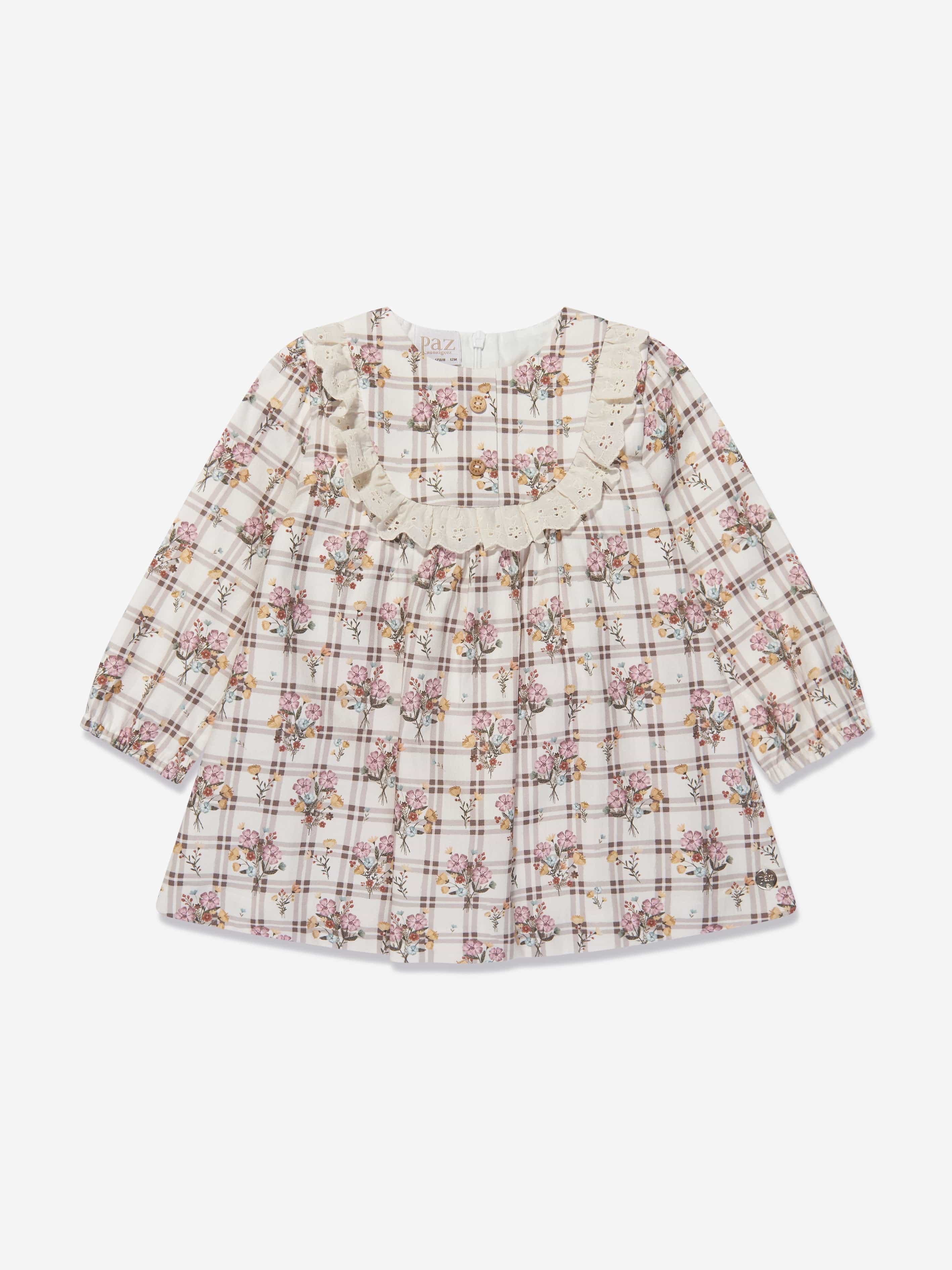 Paz Rodriguez Girls Floral Dress in Ivory