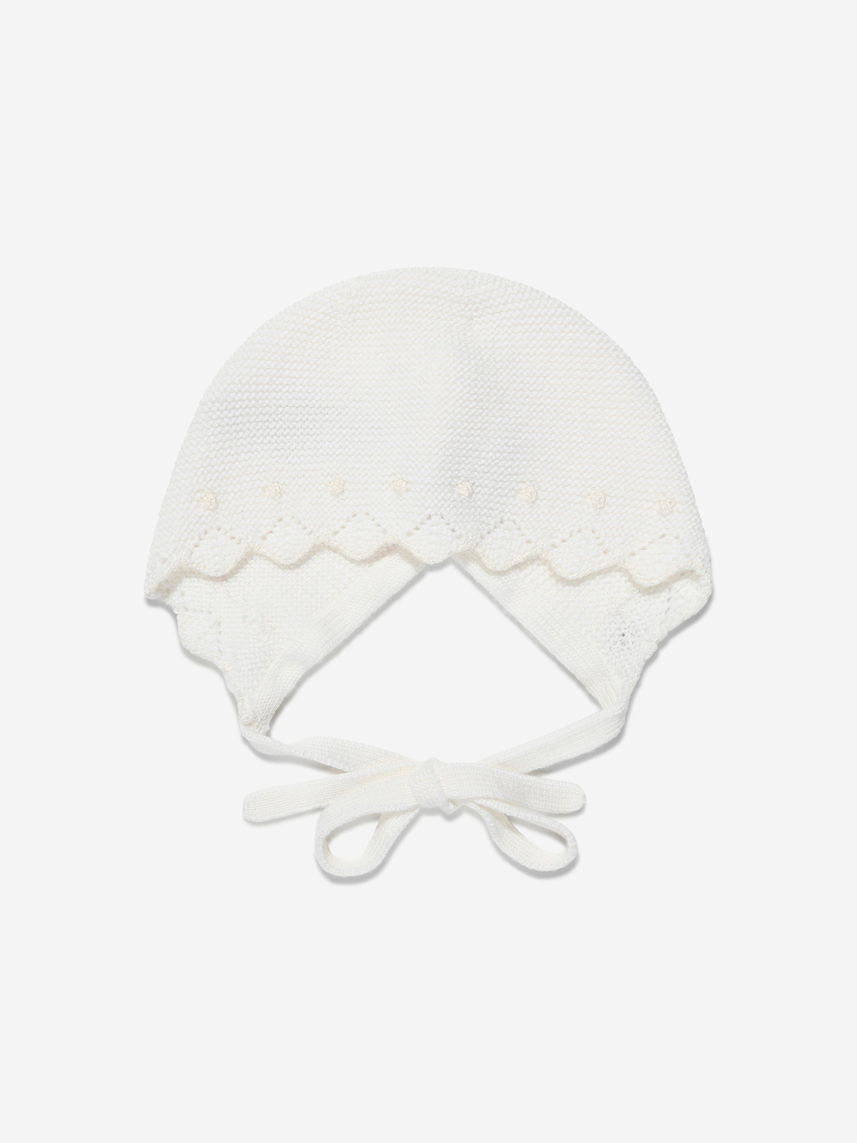 Paz Rodriguez Baby Girls Knitted Bonnet in Ivory