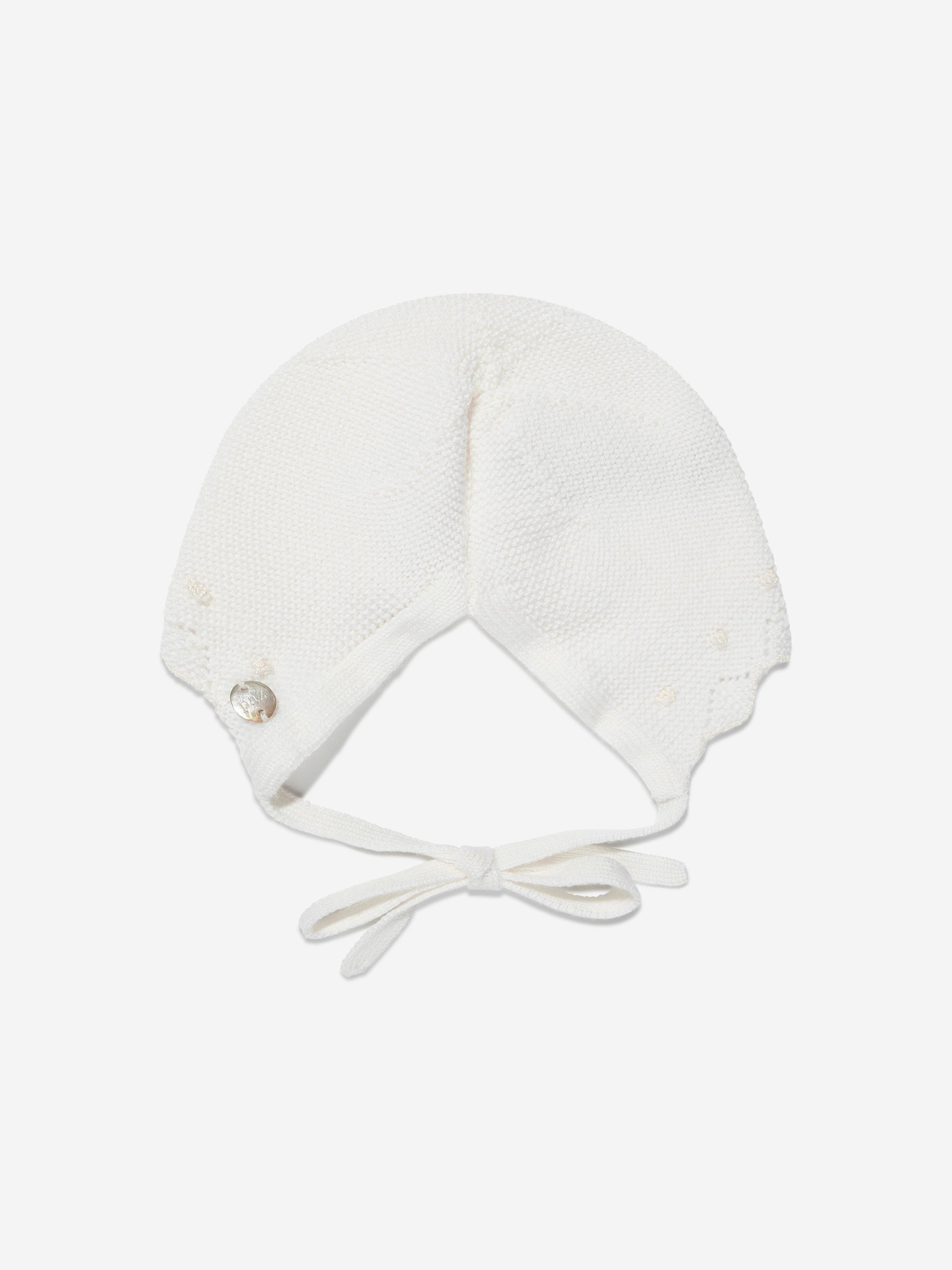 Paz Rodriguez Baby Girls Knitted Bonnet in Ivory