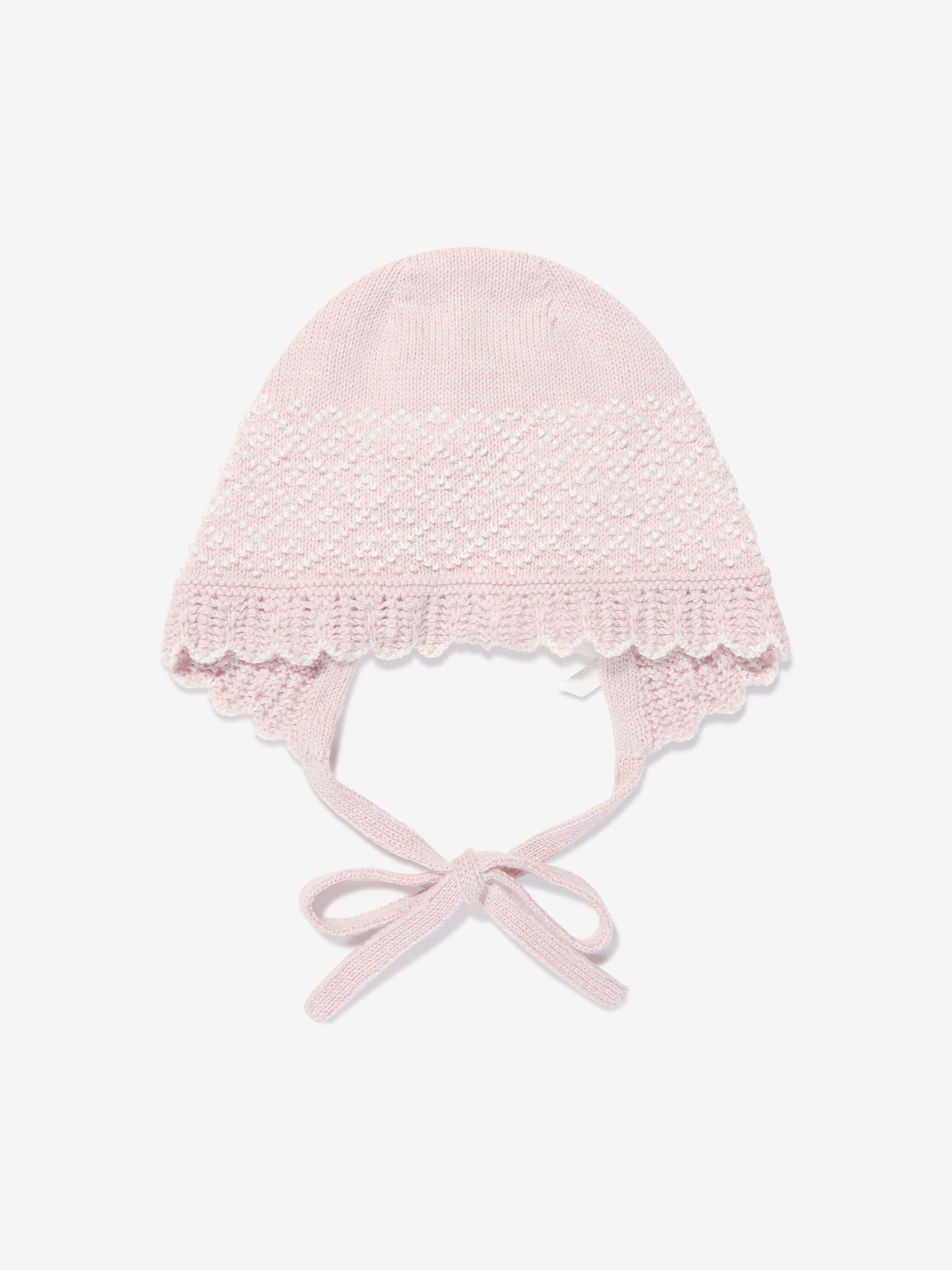 Paz Rodriguez Baby Girls Knitted Bonnet in Pink