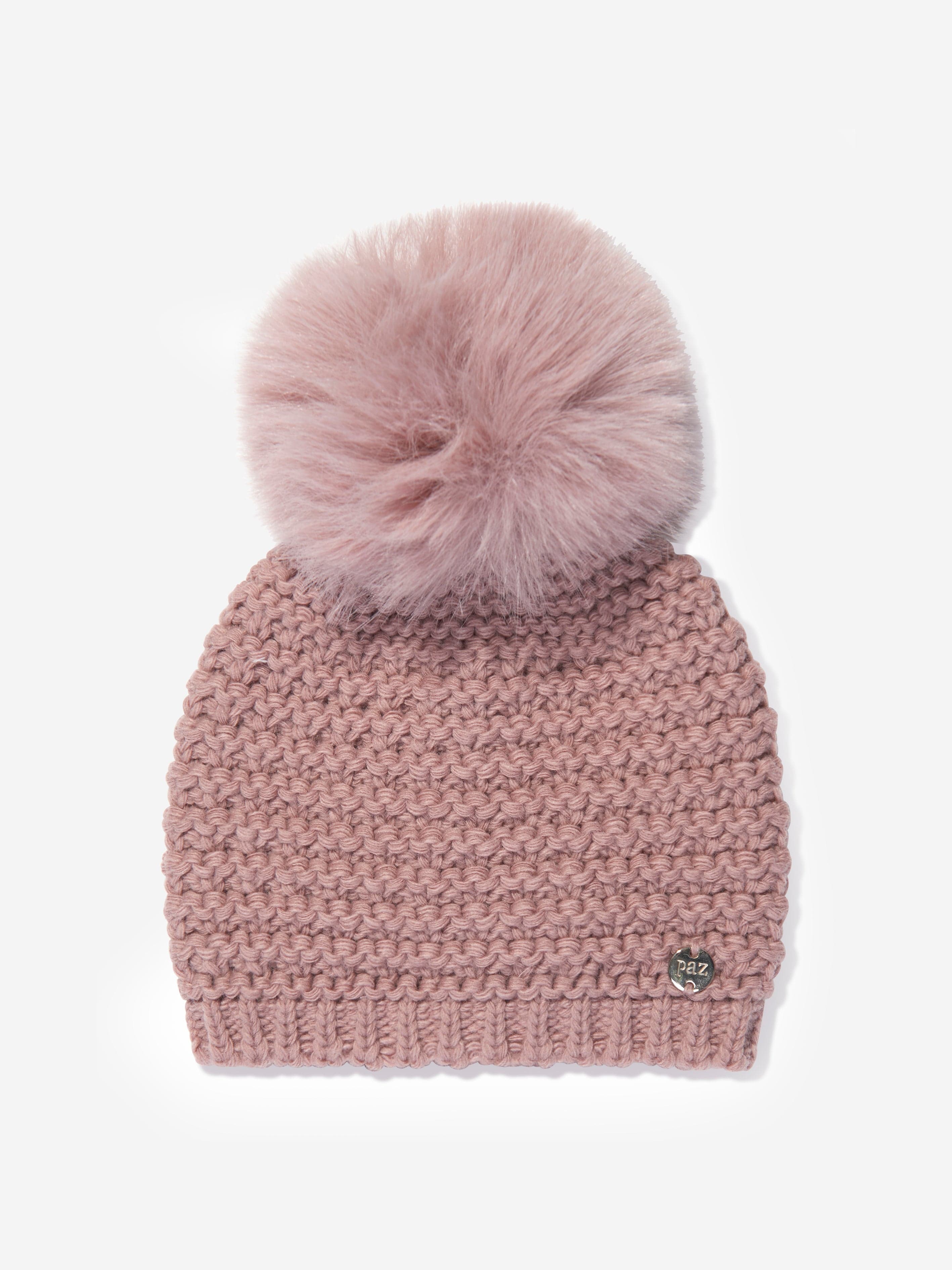 Paz Rodriguez Girls Knitted Pom Pom Hat in Pink