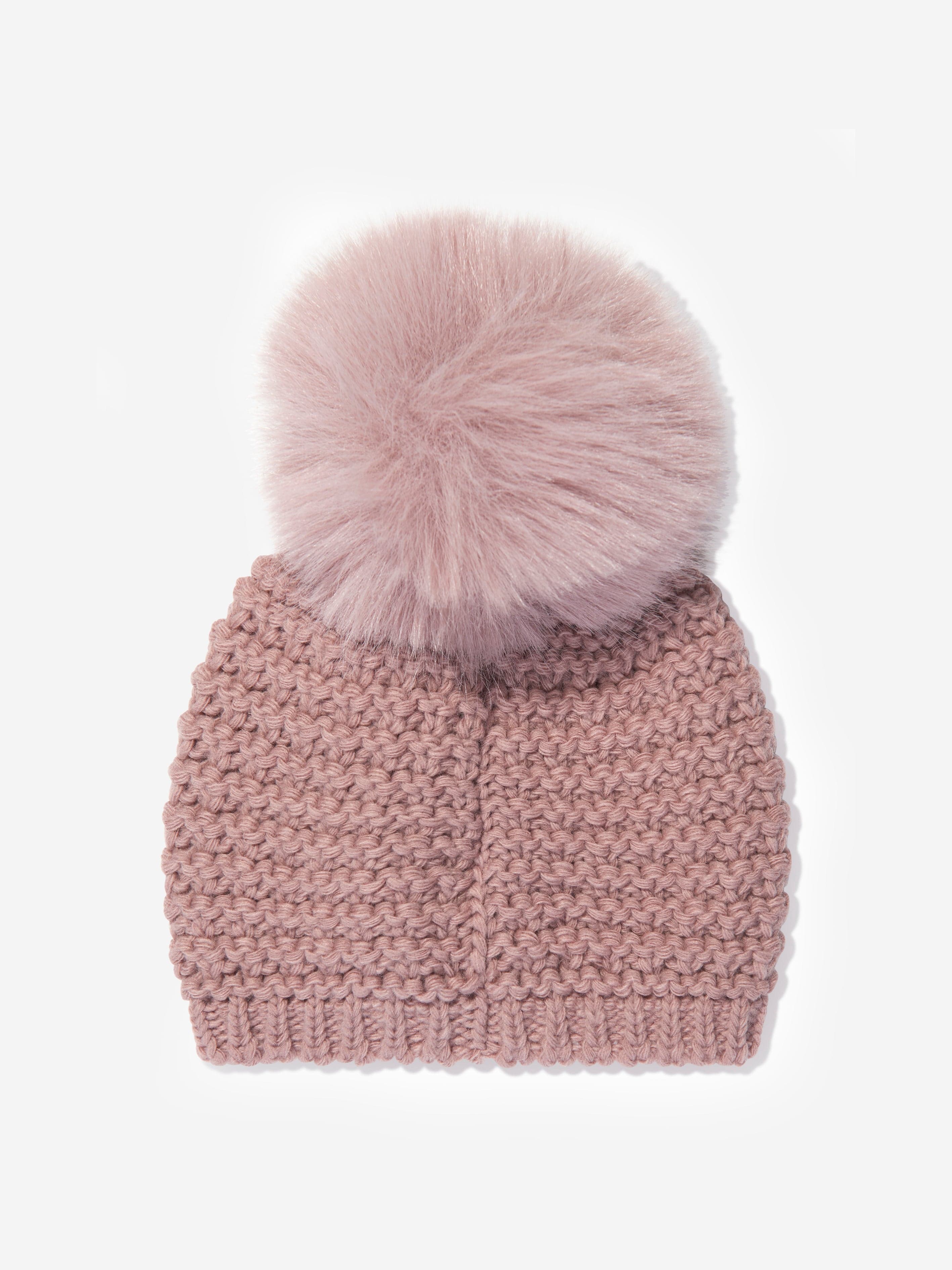 Paz Rodriguez Girls Knitted Pom Pom Hat in Pink