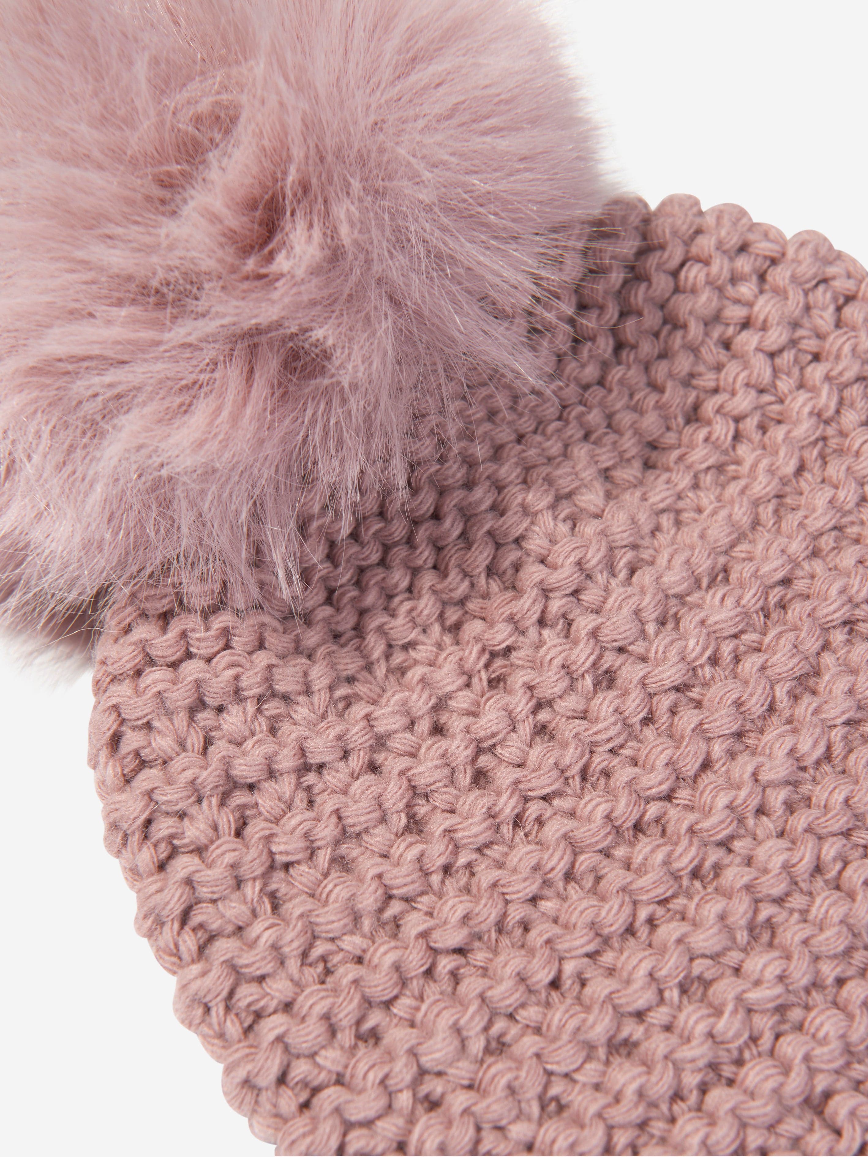 Paz Rodriguez Girls Knitted Pom Pom Hat in Pink