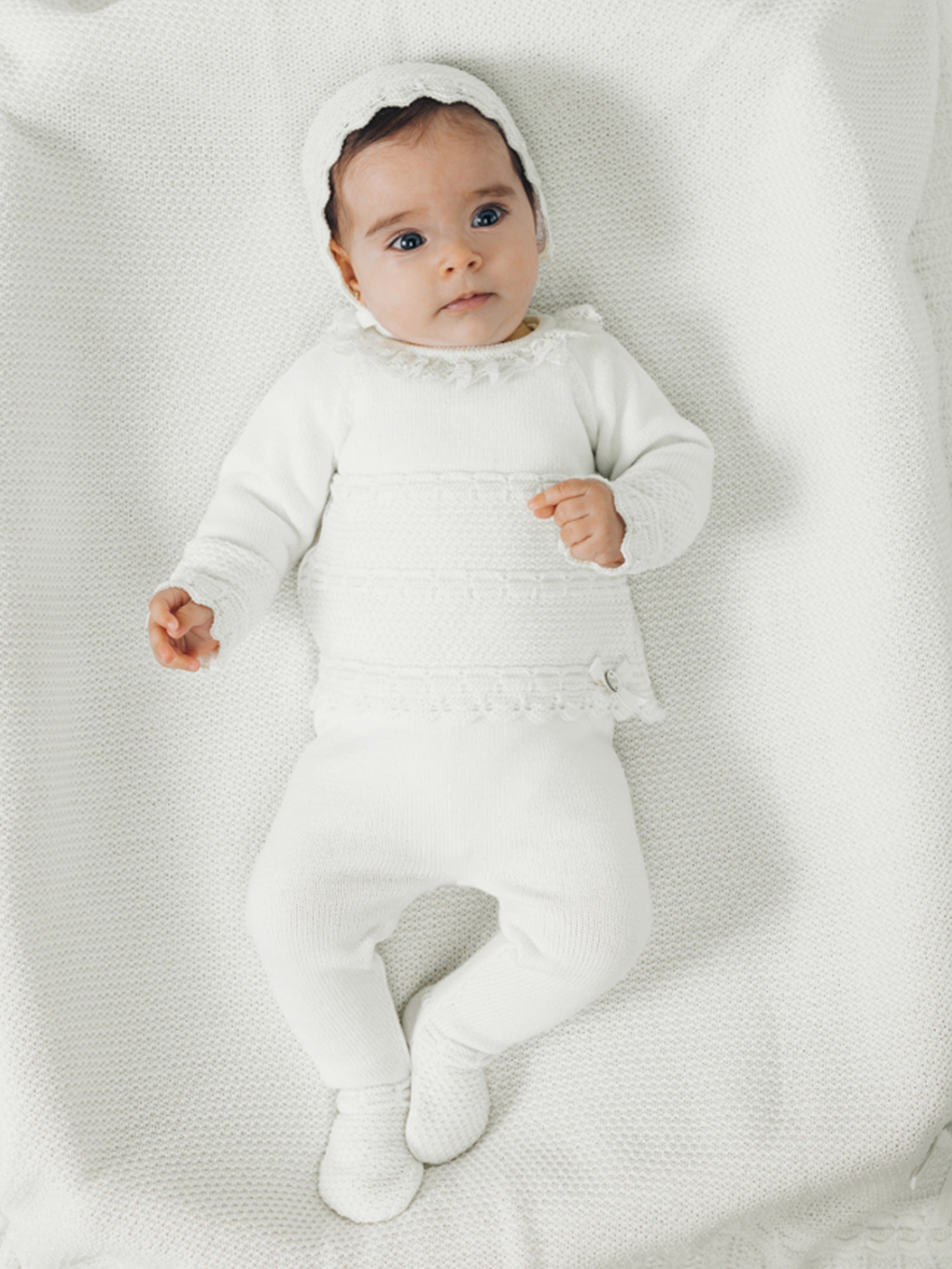 Baby Knitted 2 Piece Set in Ivory