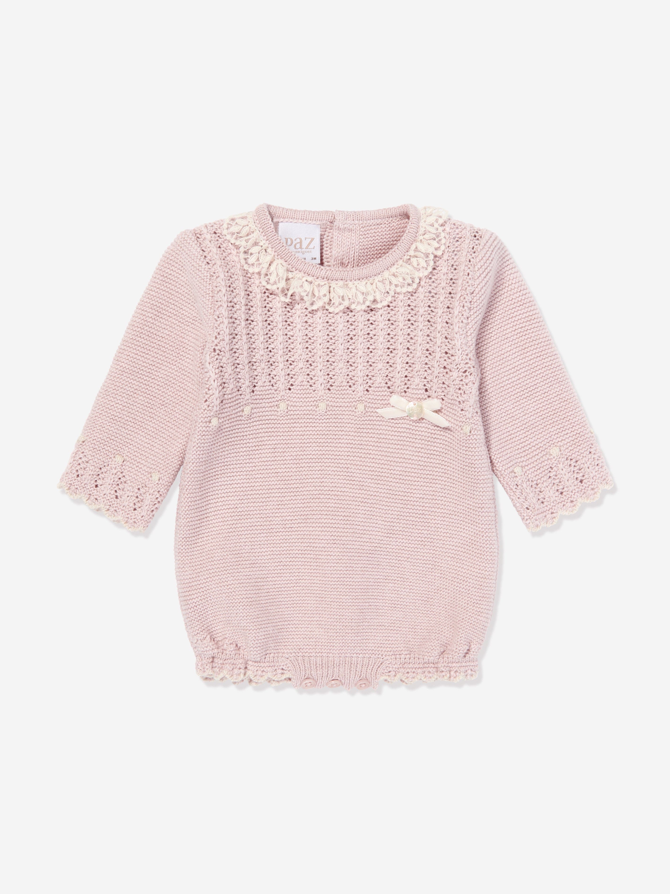 Paz Rodriguez Baby Girls Knitted Romper in Pink