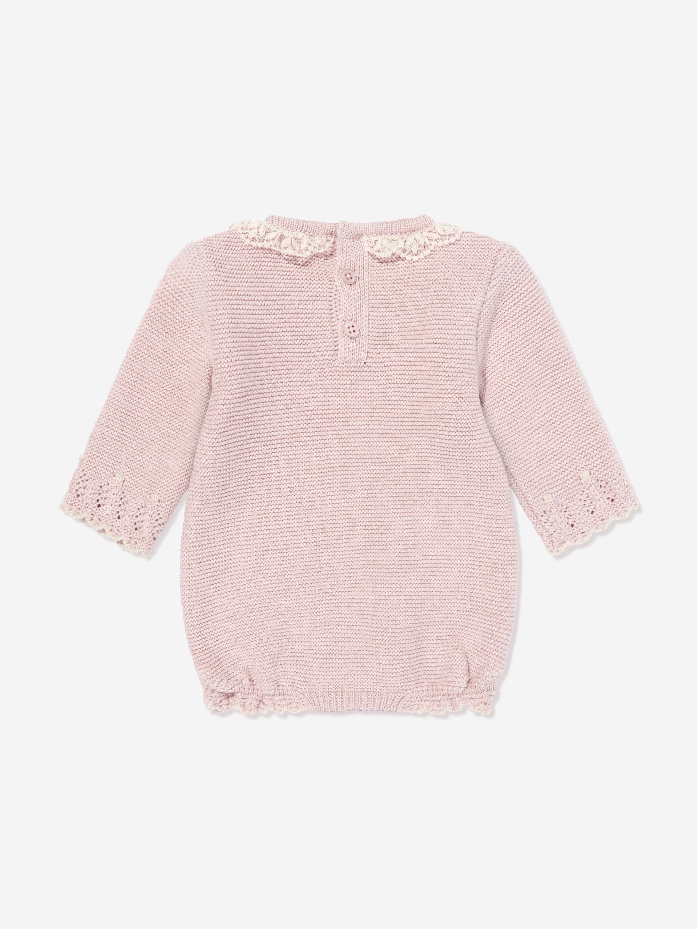 Paz Rodriguez Baby Girls Knitted Romper in Pink