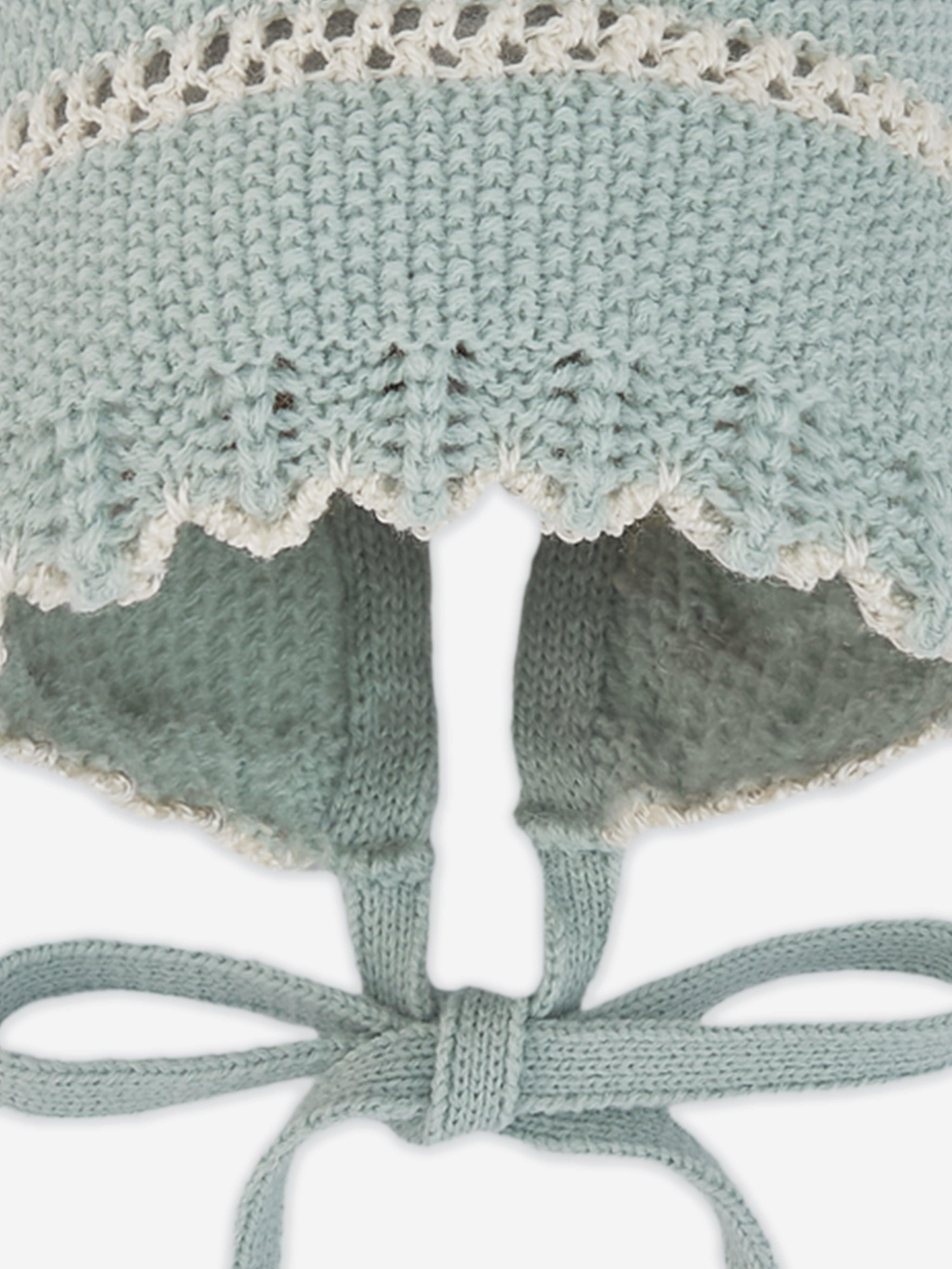 Paz Rodriguez Baby Girls Knitted Bonnet in Green