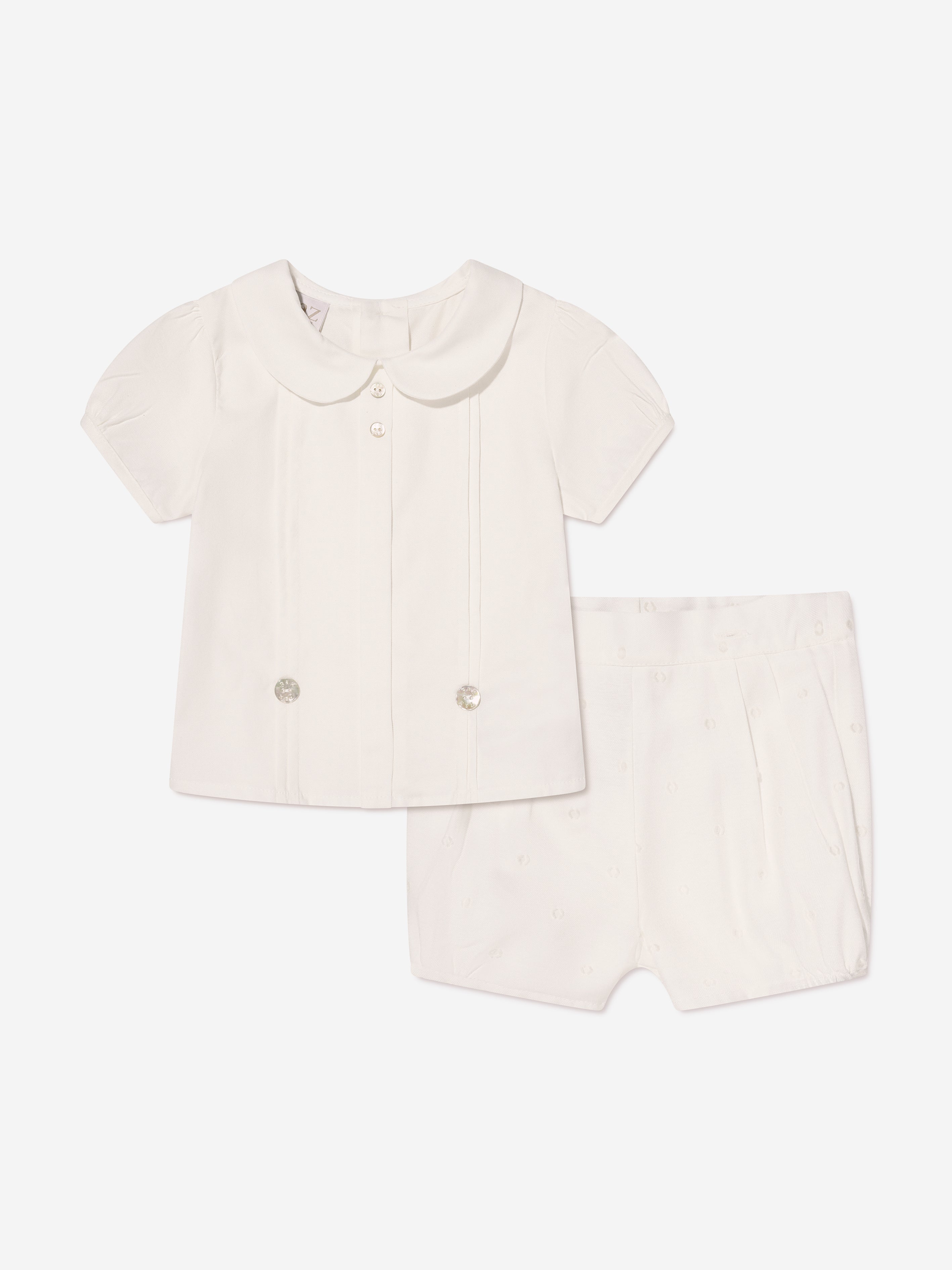 Paz Rodriguez Baby Boys Blouse And Shorts in Cream