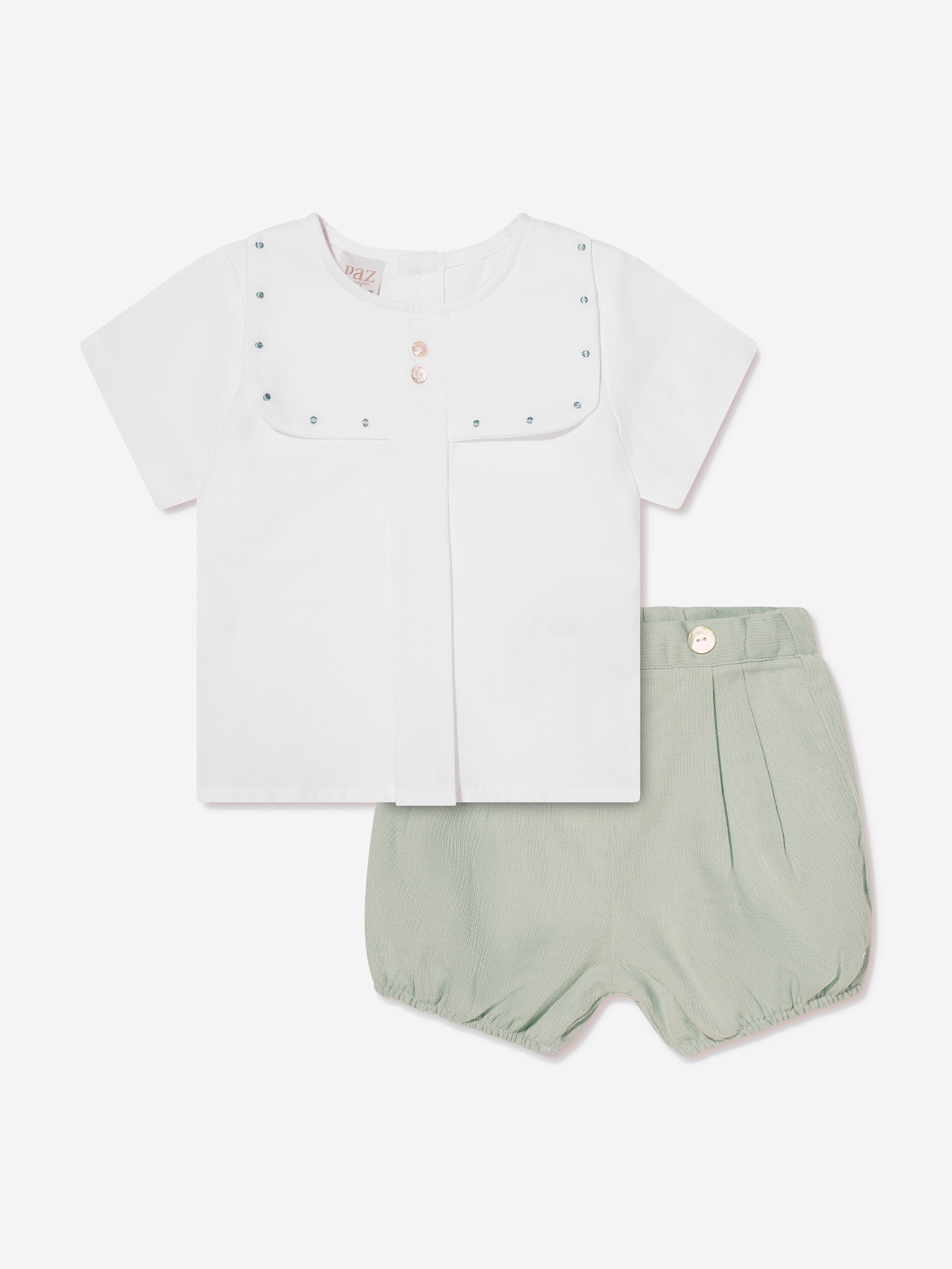 Paz Rodriguez Baby Boys Blouse And Shorts in Green