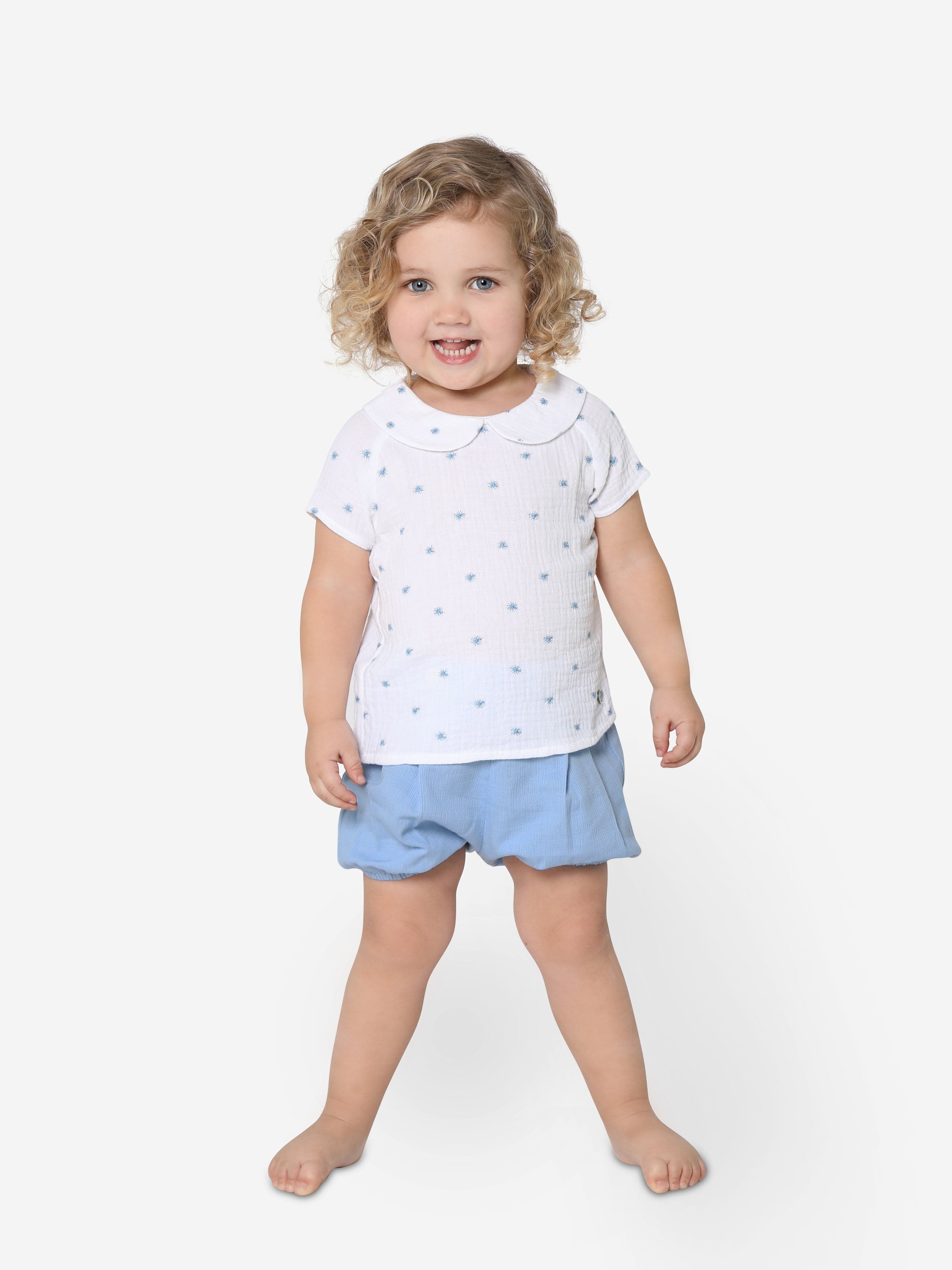 Paz Rodriguez Baby Boys Blouse And Shorts Set in Blue