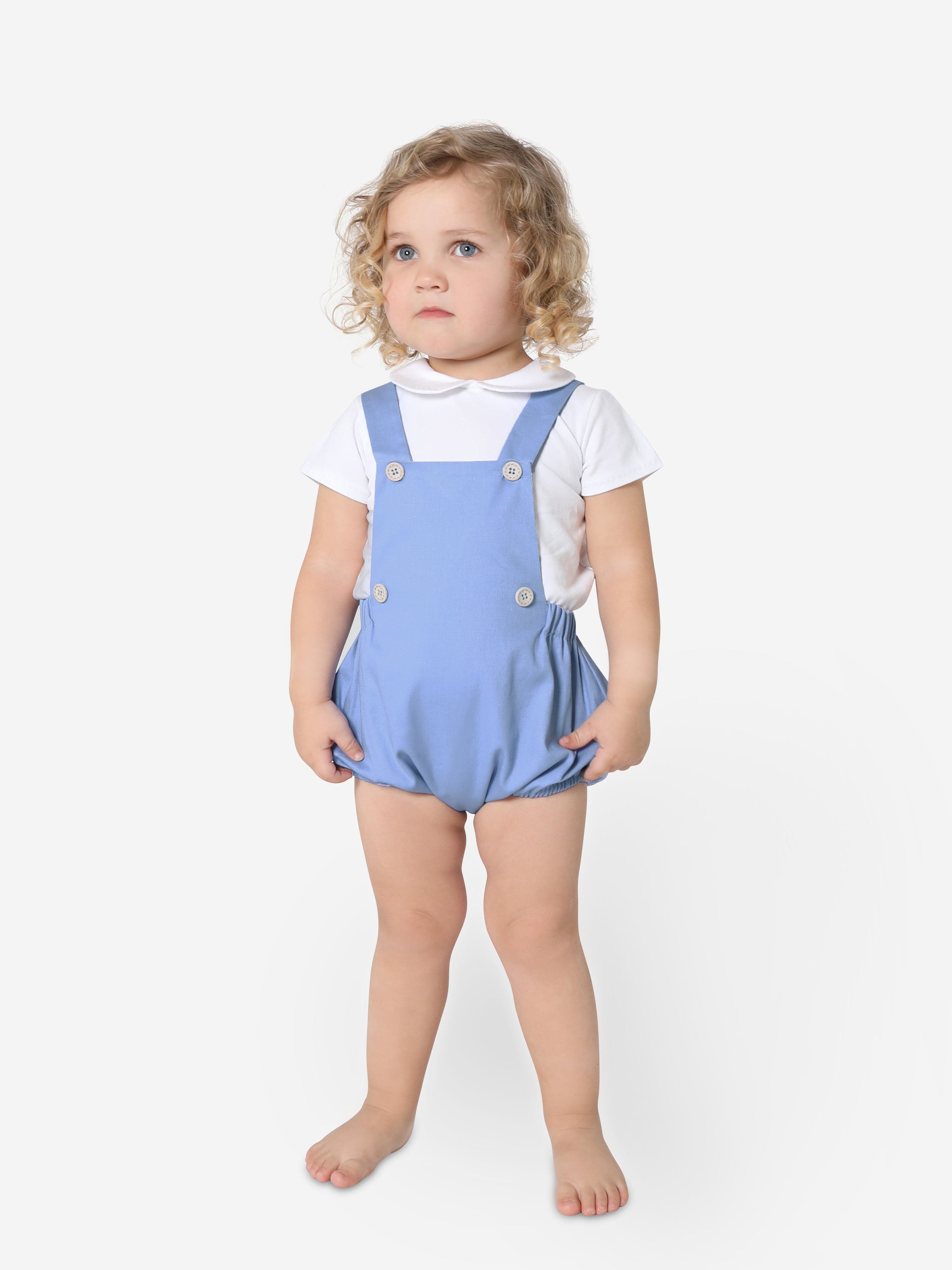 Paz Rodriguez Baby Boys Dungarees Romper in Blue