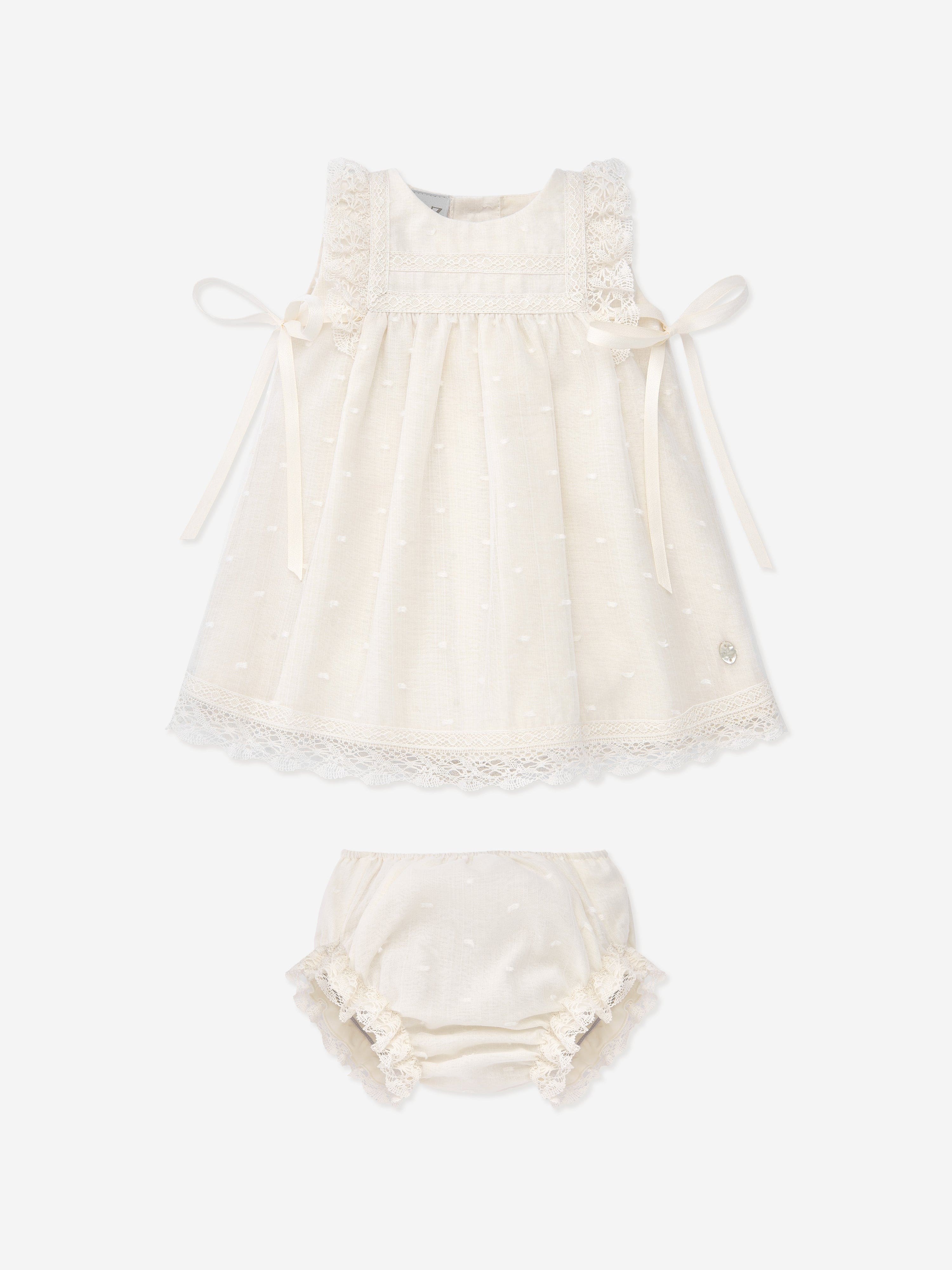 Paz Rodriguez Baby Girls Dress With Bloomers in Ivory