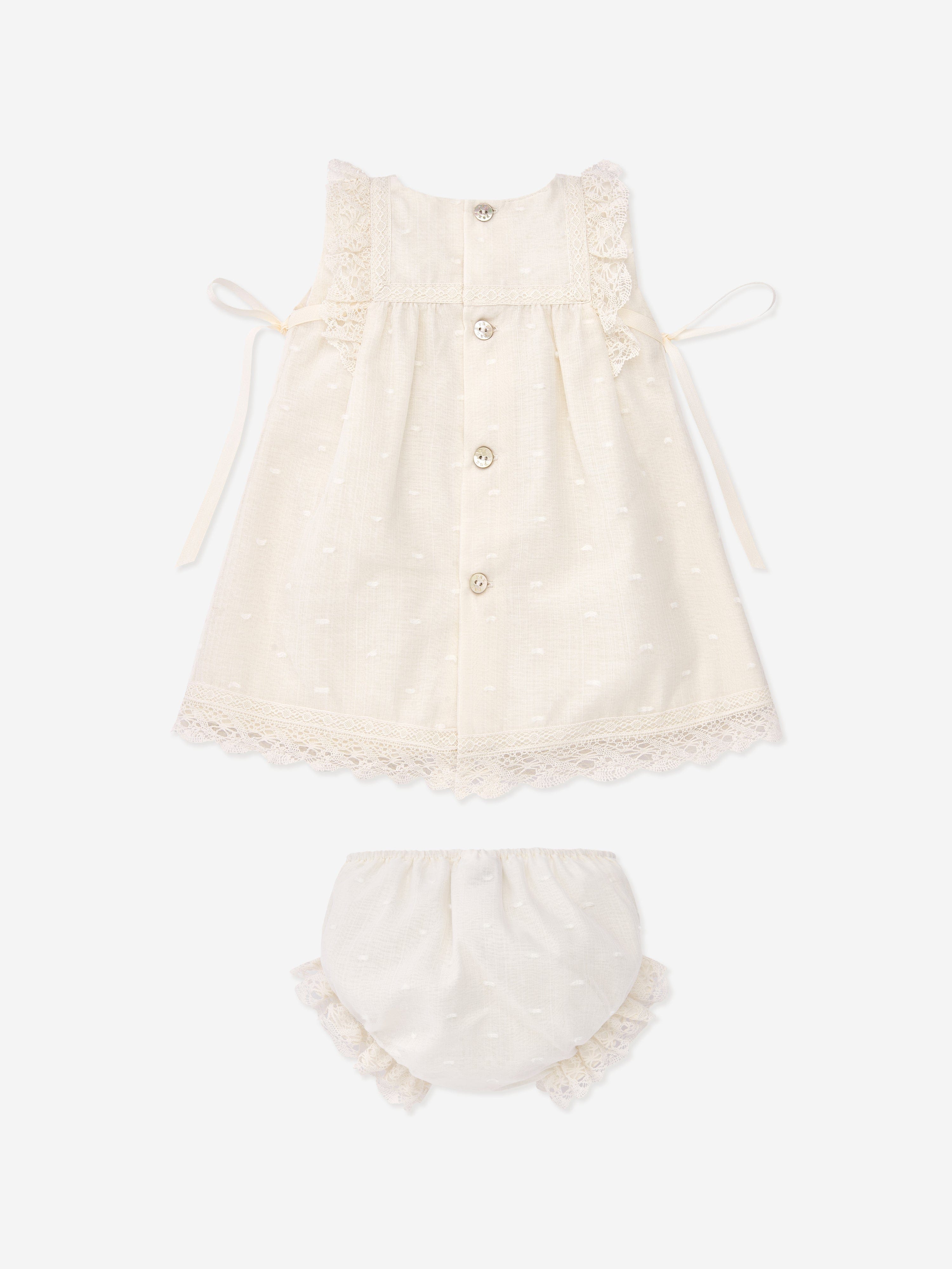 Paz Rodriguez Baby Girls Dress With Bloomers in Ivory