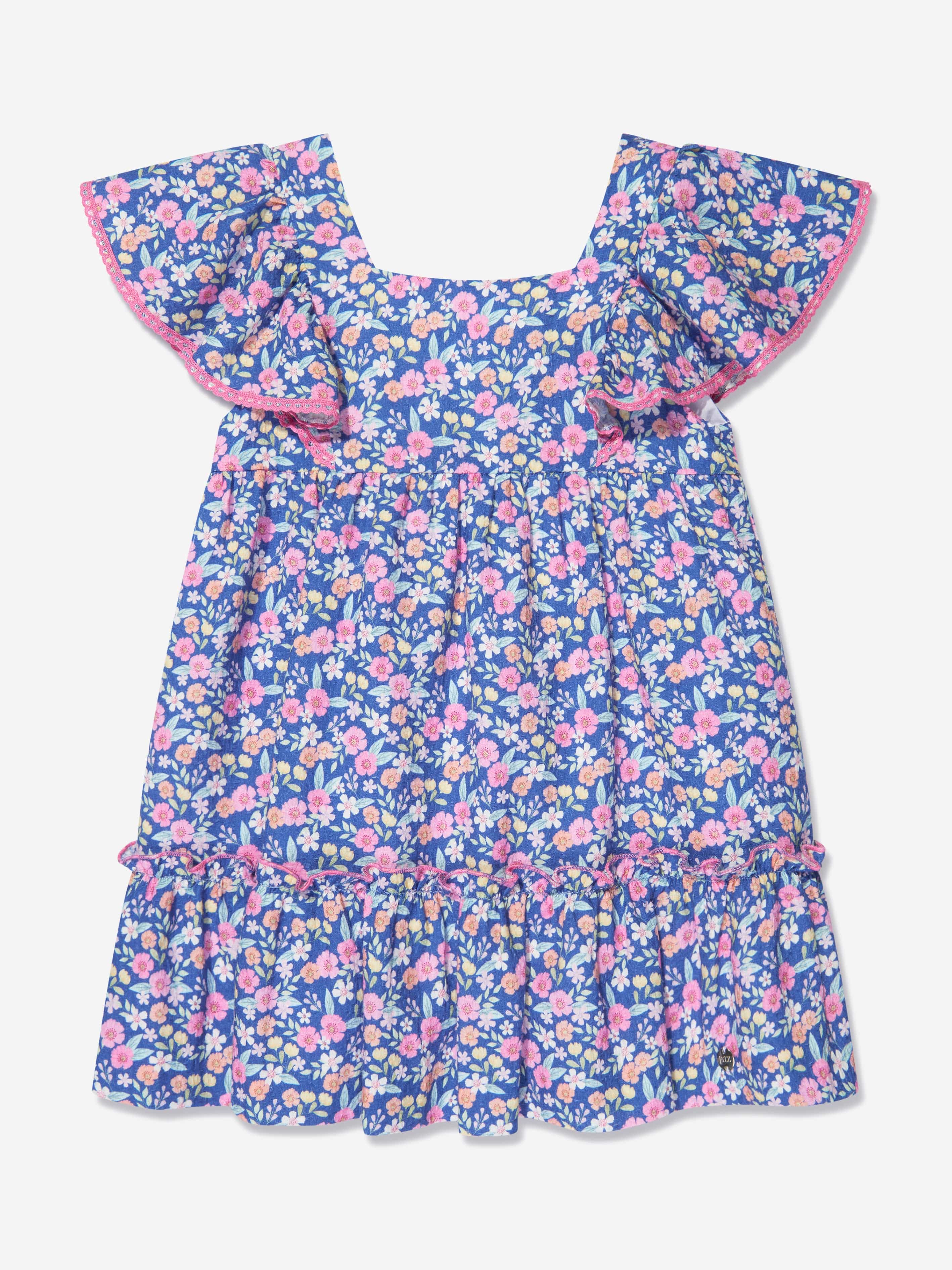 Paz Rodriguez Girls Floral Cotton Dress in Multicolour