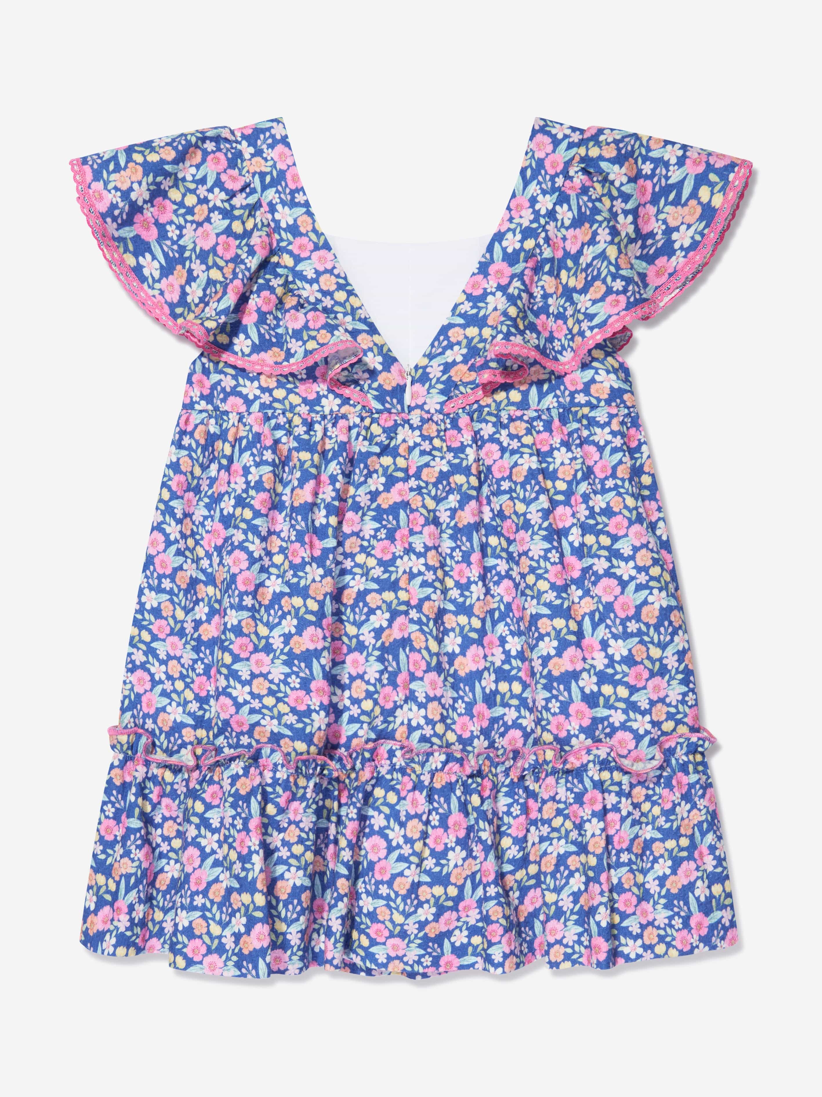 Paz Rodriguez Girls Floral Cotton Dress in Multicolour