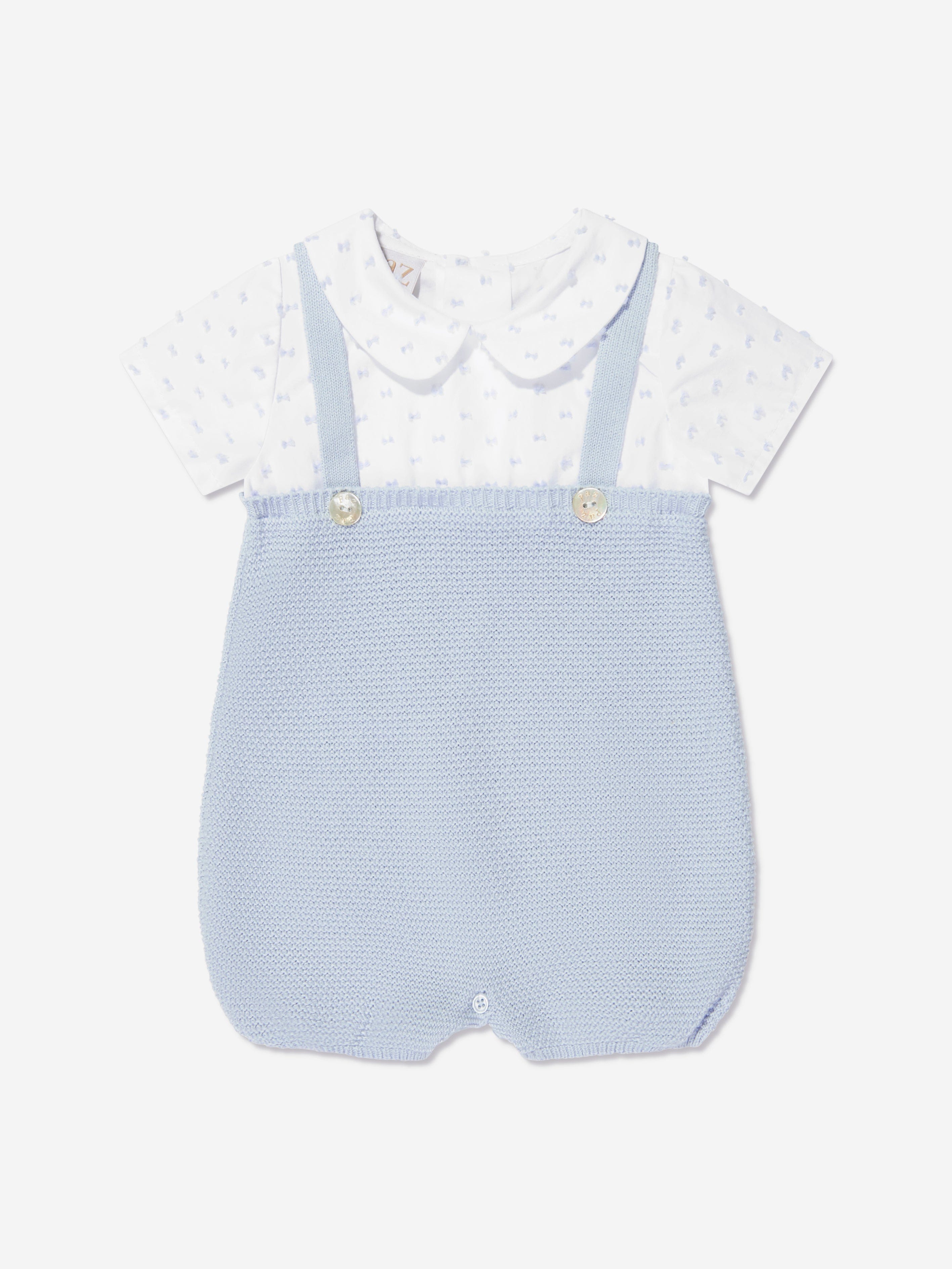 Paz Rodriguez Baby Boys Dugaree Romper in Blue