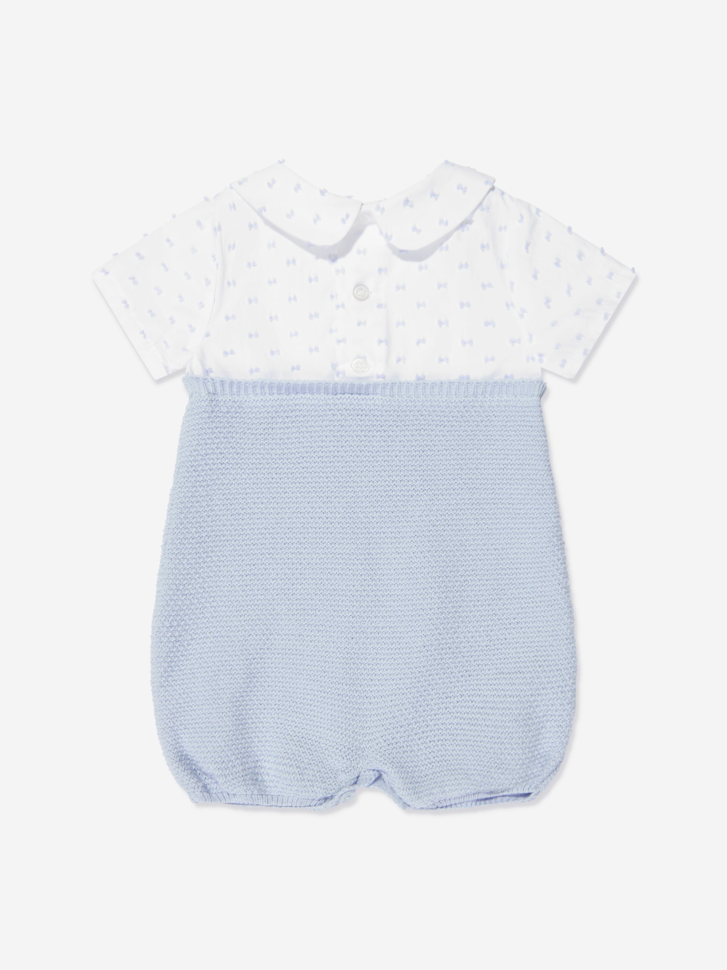 Paz Rodriguez Baby Boys Dugaree Romper in Blue