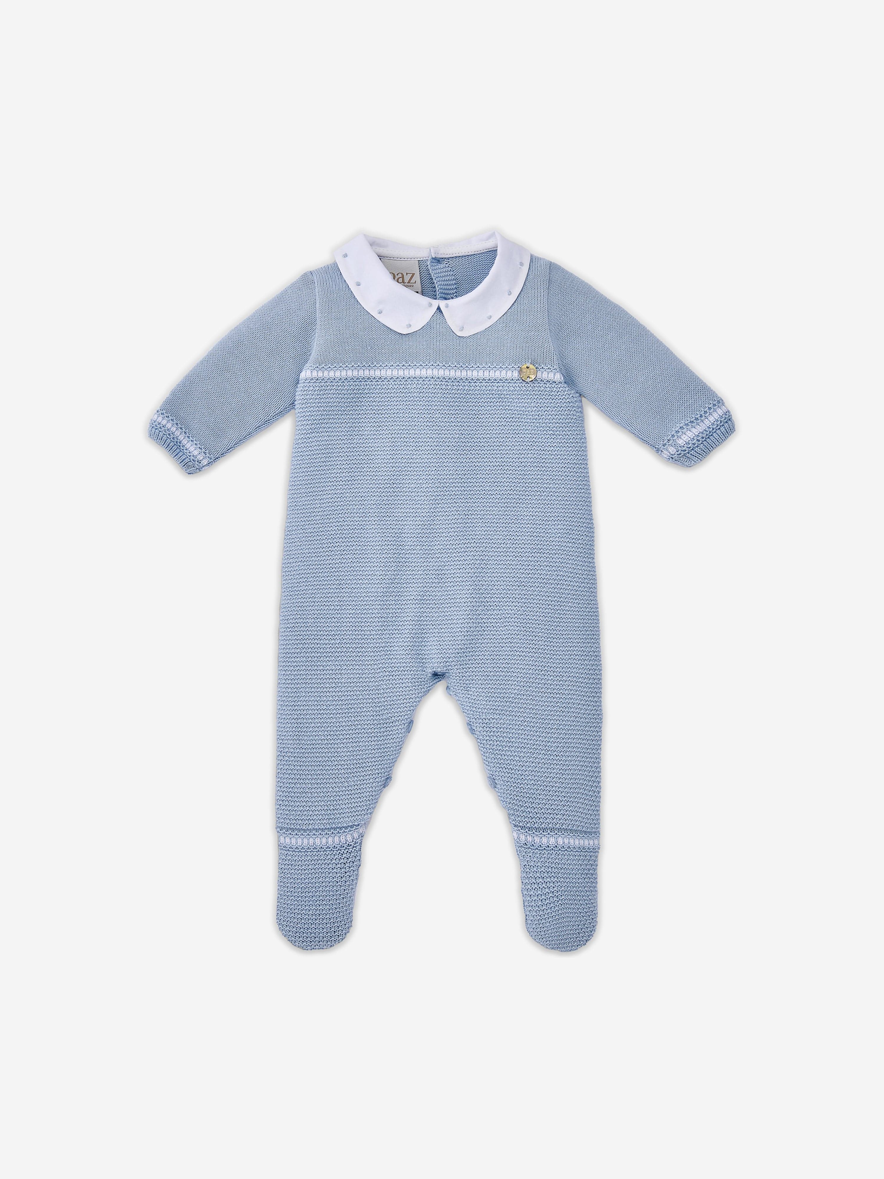 Paz Rodriguez Baby Boys Knitted Babygrow in Blue