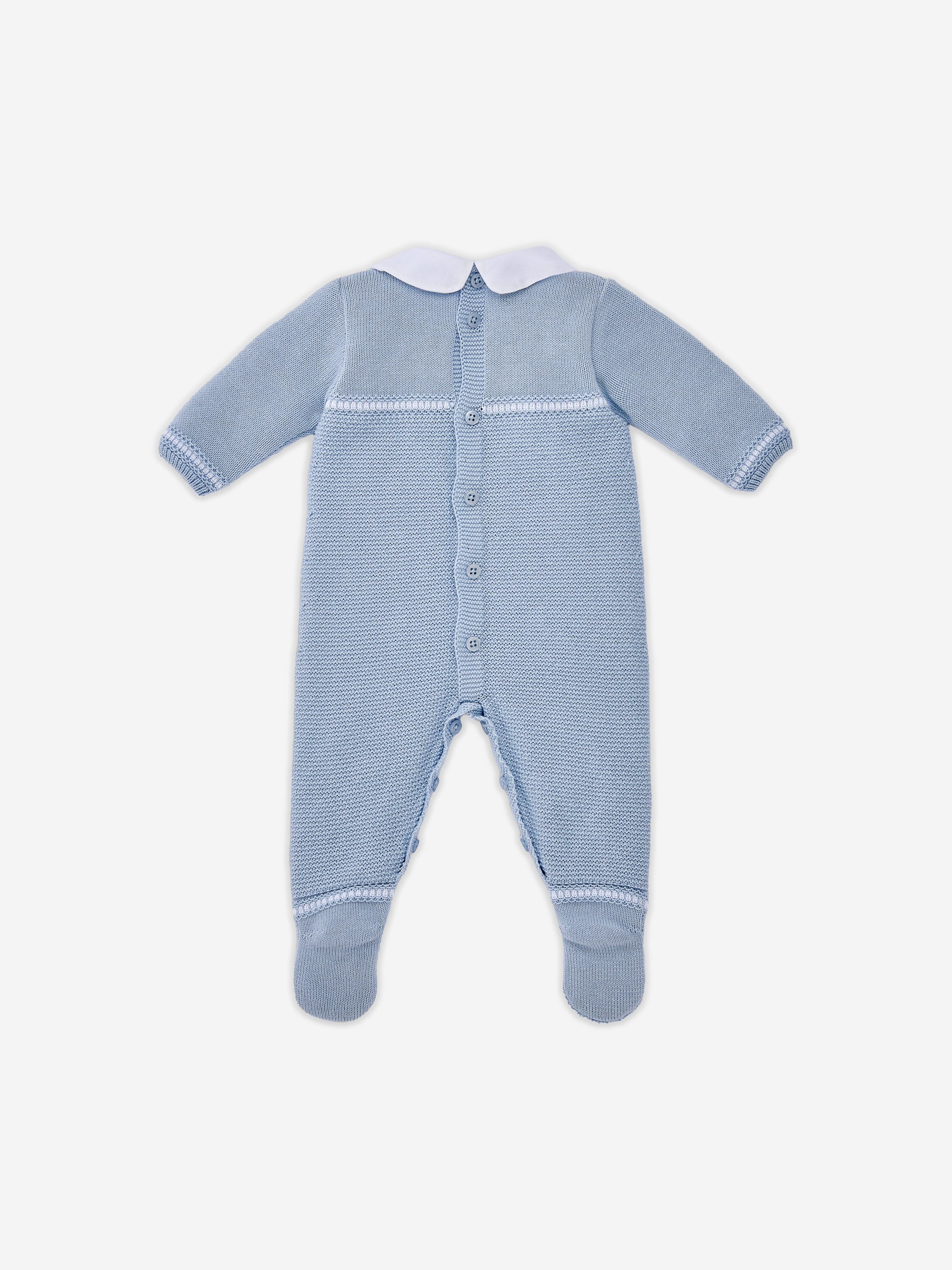 Paz Rodriguez Baby Boys Knitted Babygrow in Blue