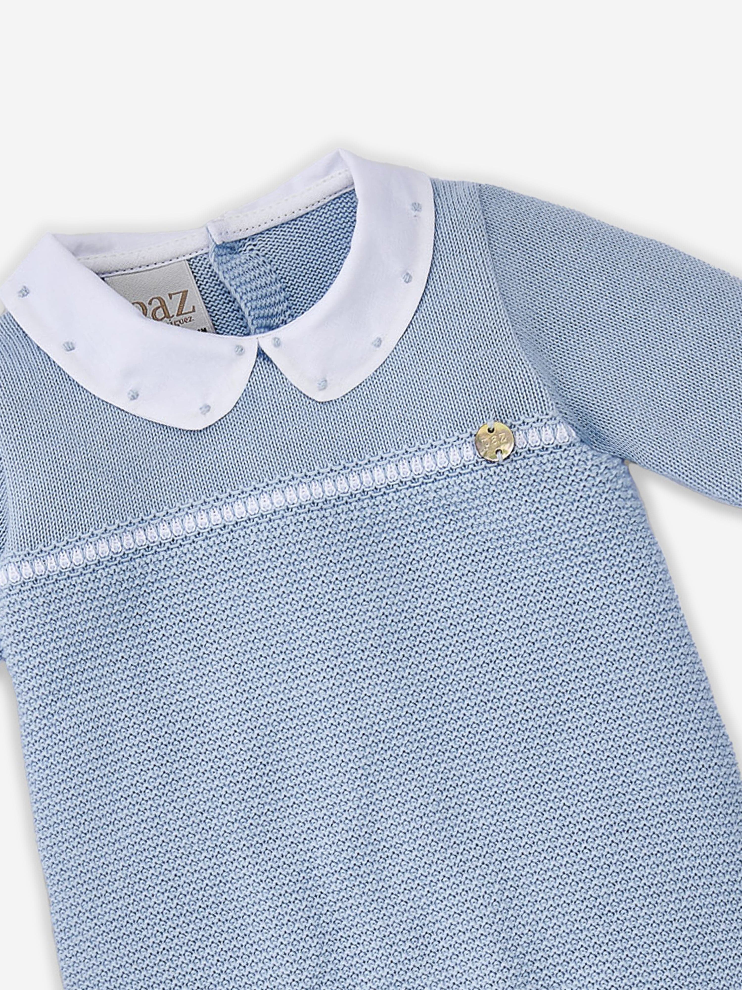 Paz Rodriguez Baby Boys Knitted Babygrow in Blue