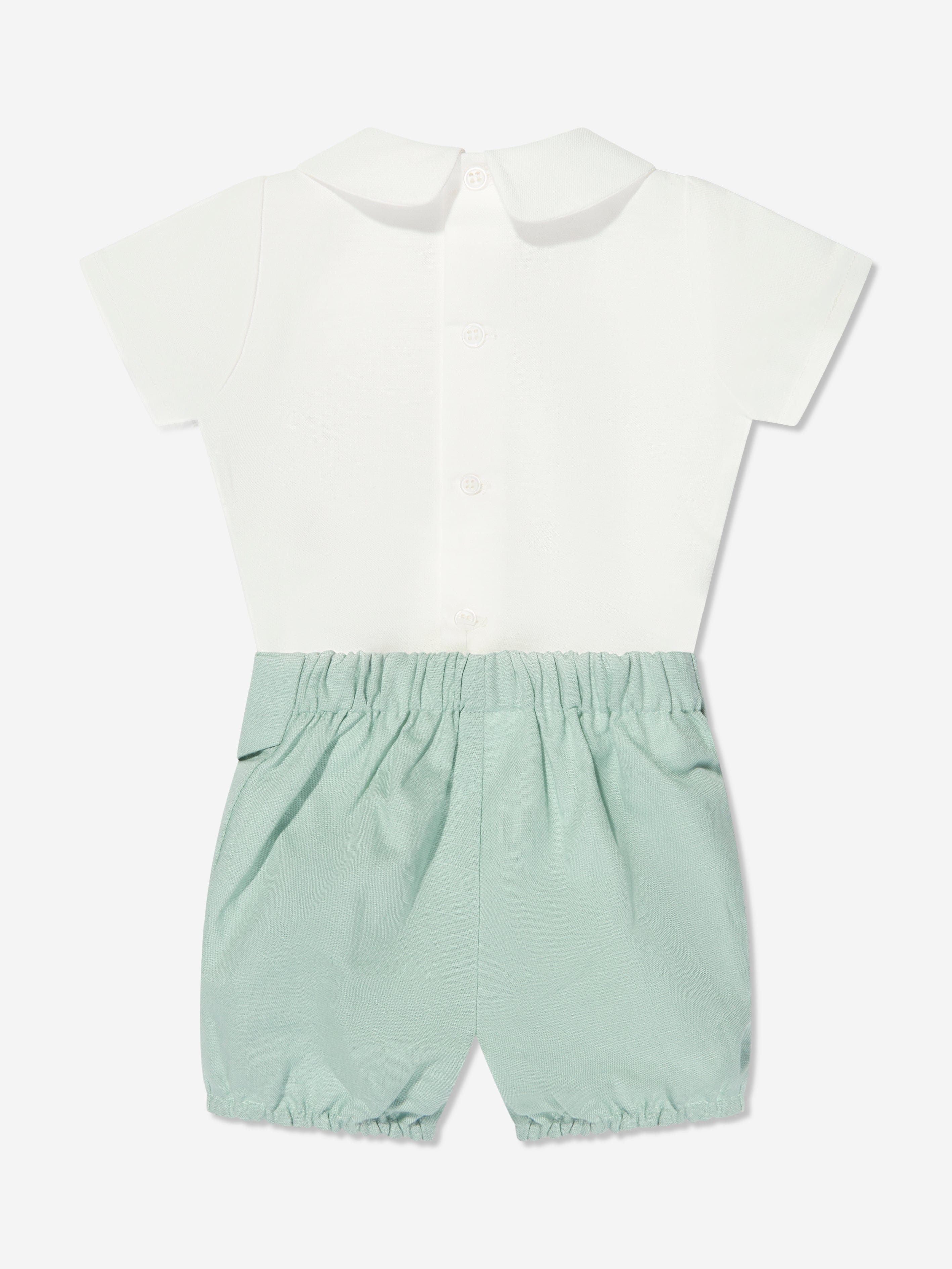 Paz Rodriguez Baby Boys Linen Shorts Set in Multicolour