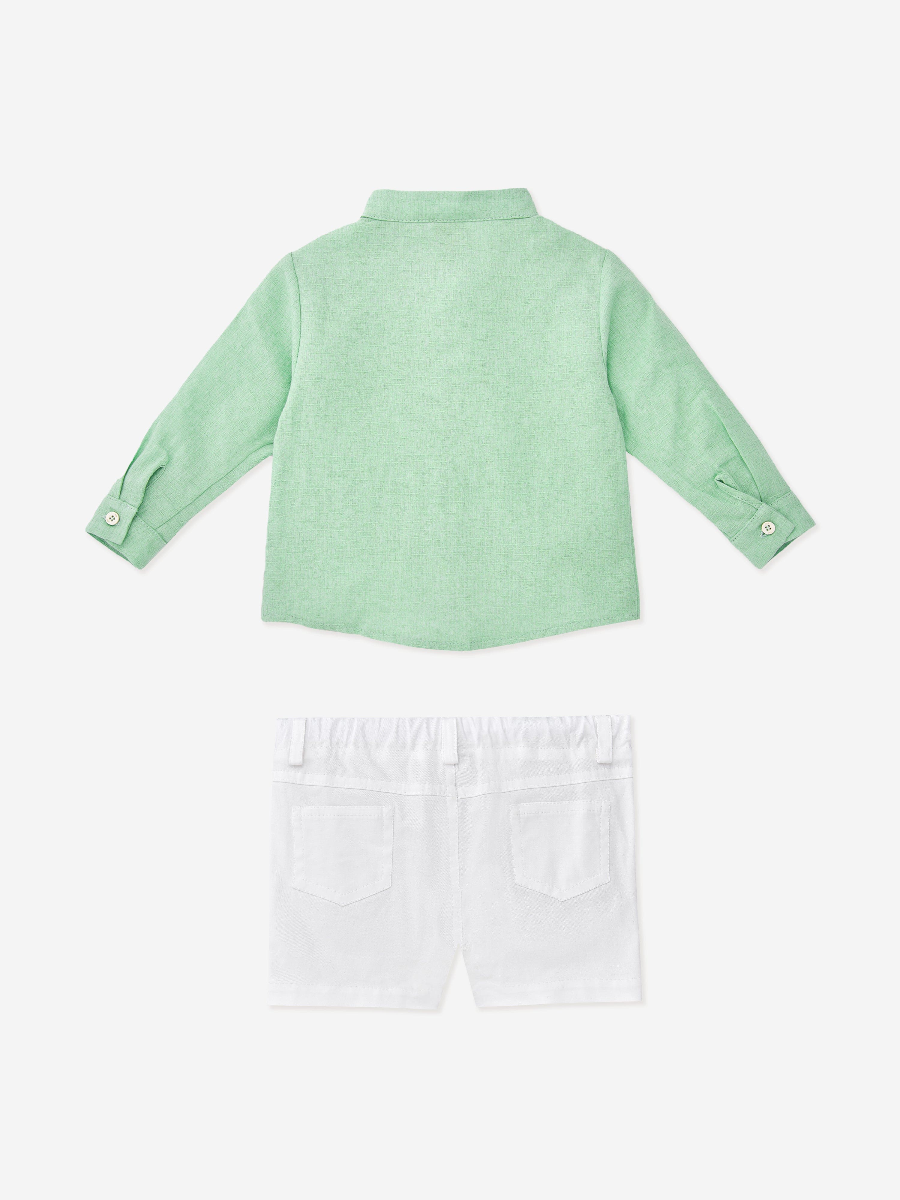 Paz Rodriguez Boys Shirt And Shorts Set in Green