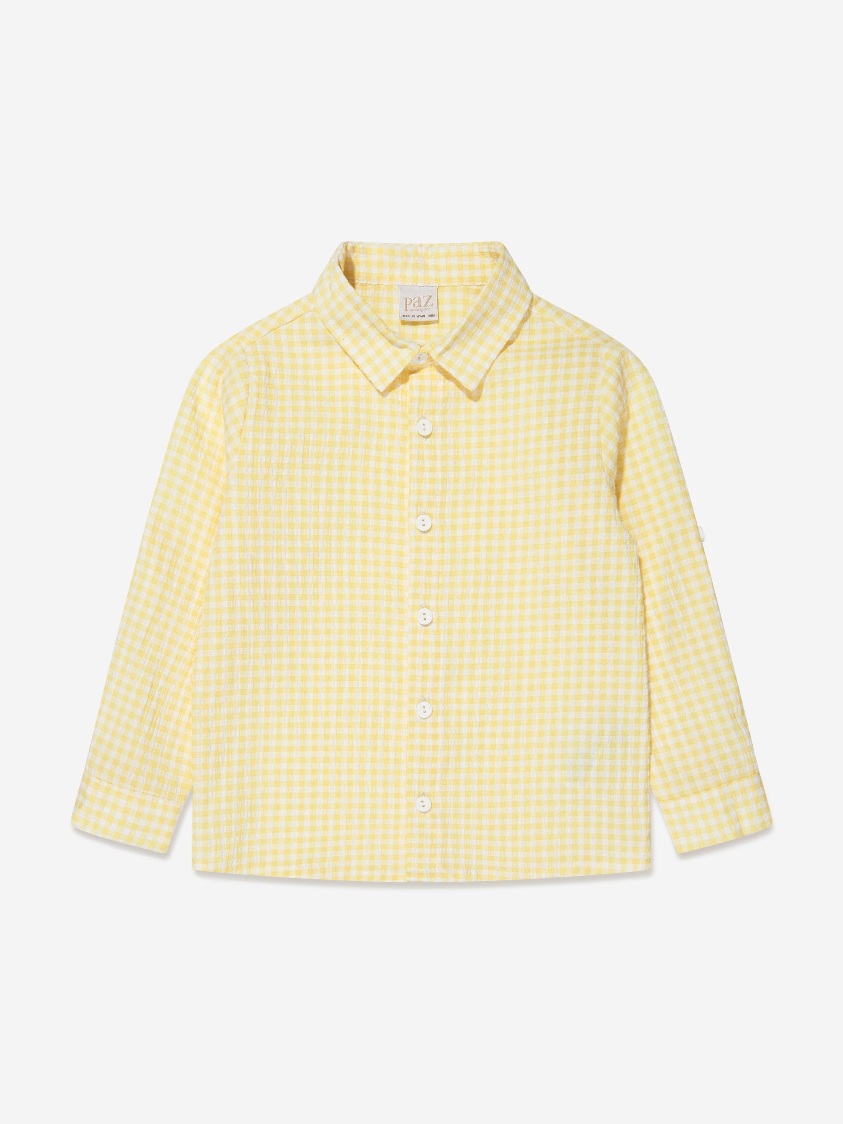 Paz Rodriguez Boys Gingham Shirt in Yellow