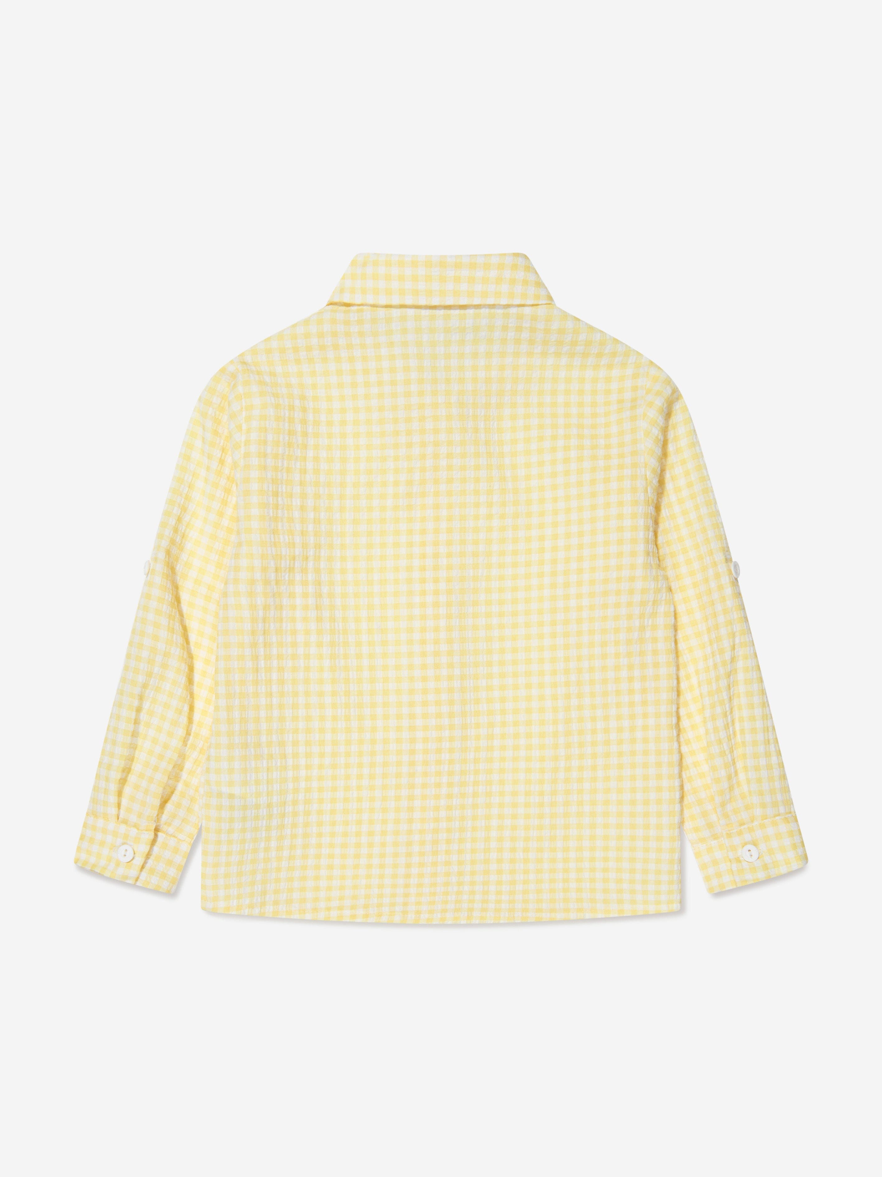 Paz Rodriguez Boys Gingham Shirt in Yellow