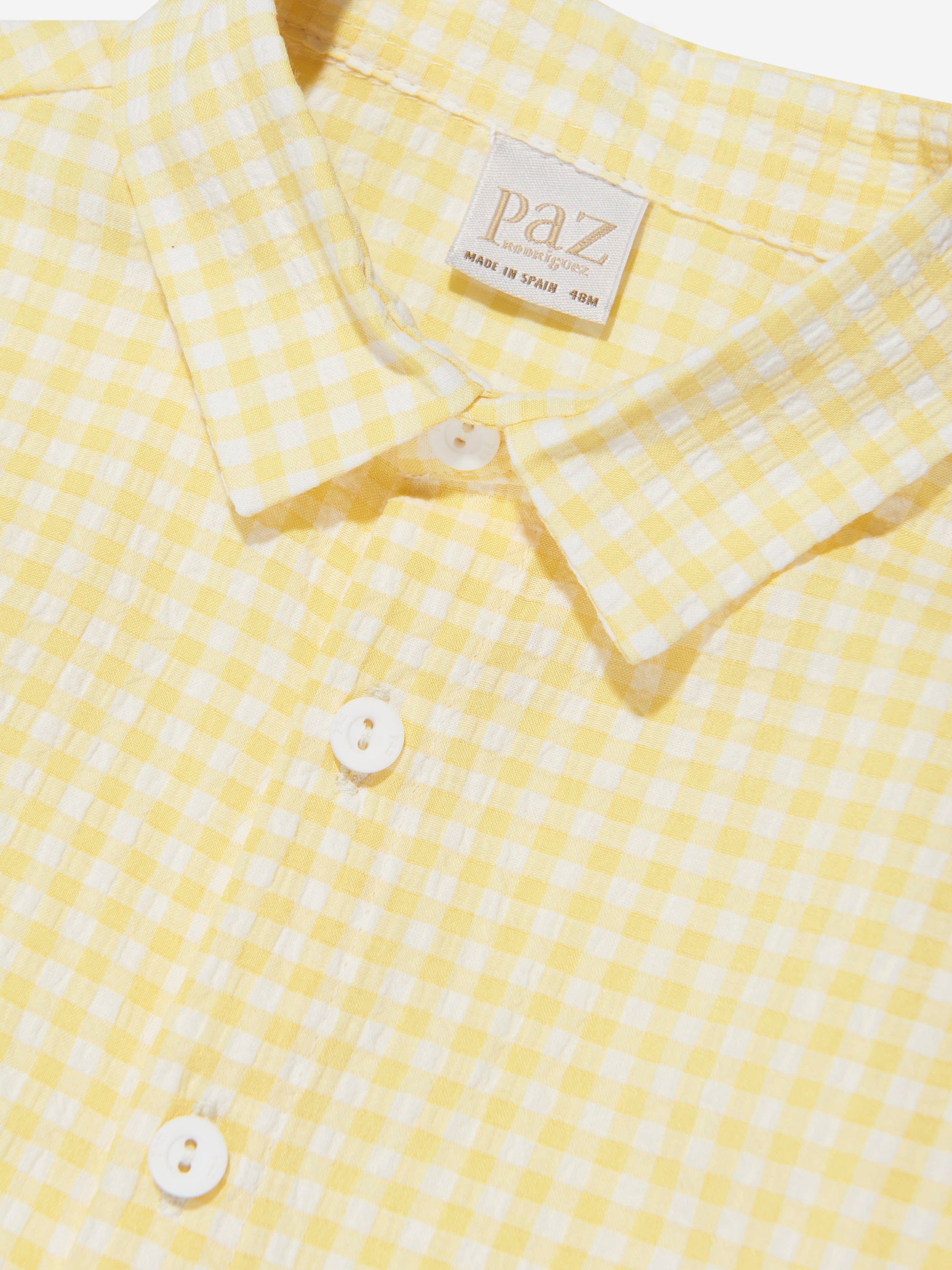 Paz Rodriguez Boys Gingham Shirt in Yellow