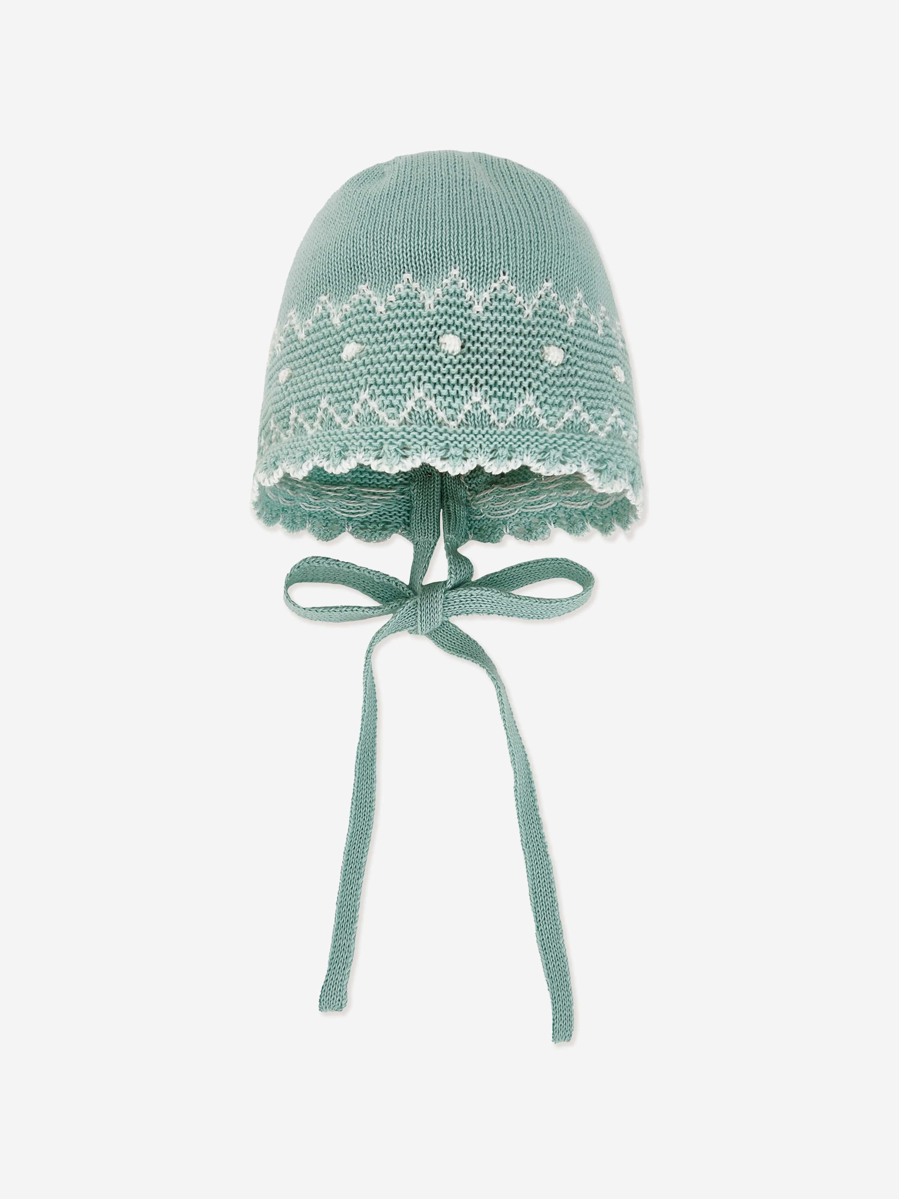 Paz Rodriguez Baby Knitted Bonnet in Green