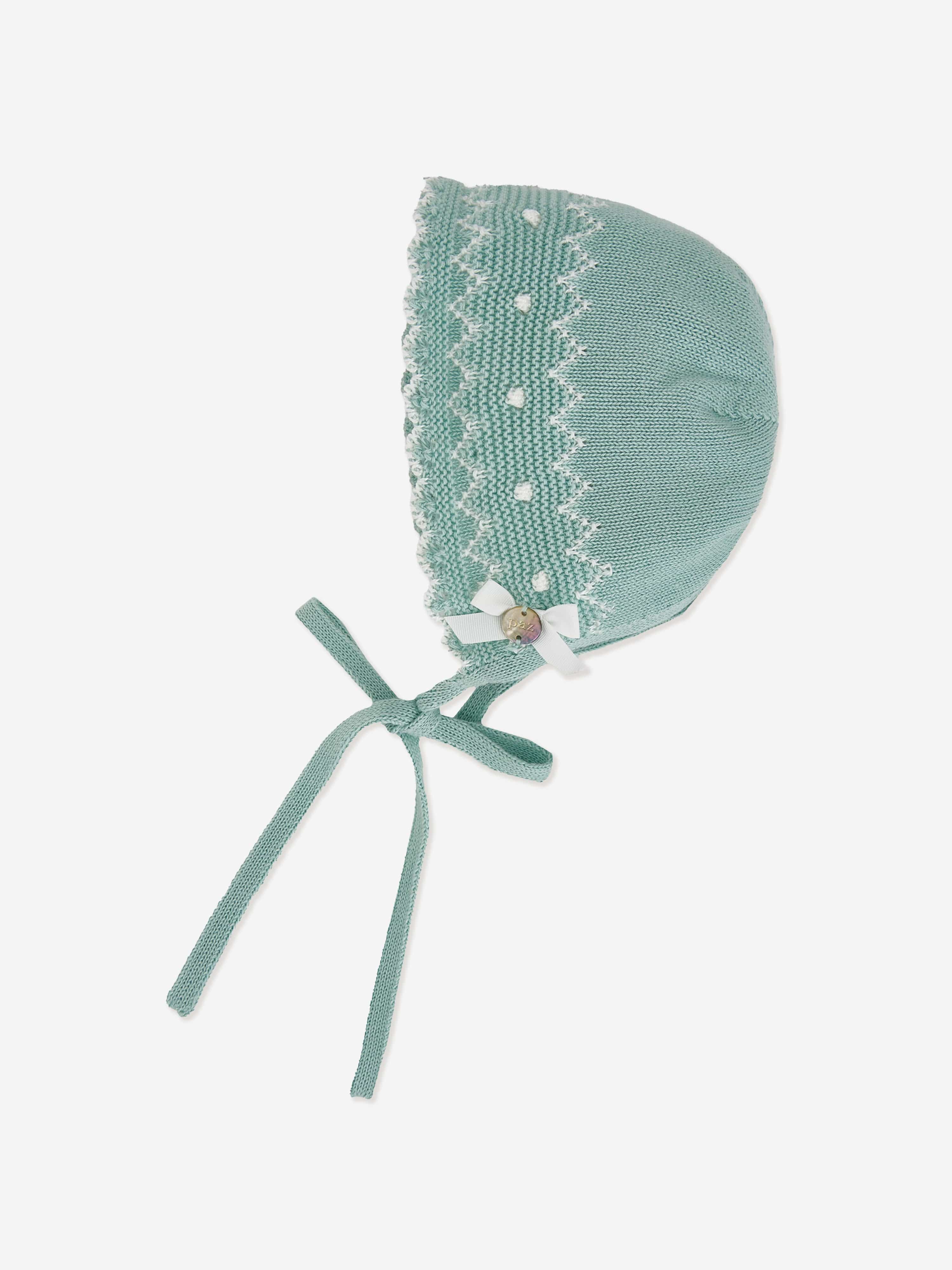 Paz Rodriguez Baby Knitted Bonnet in Green