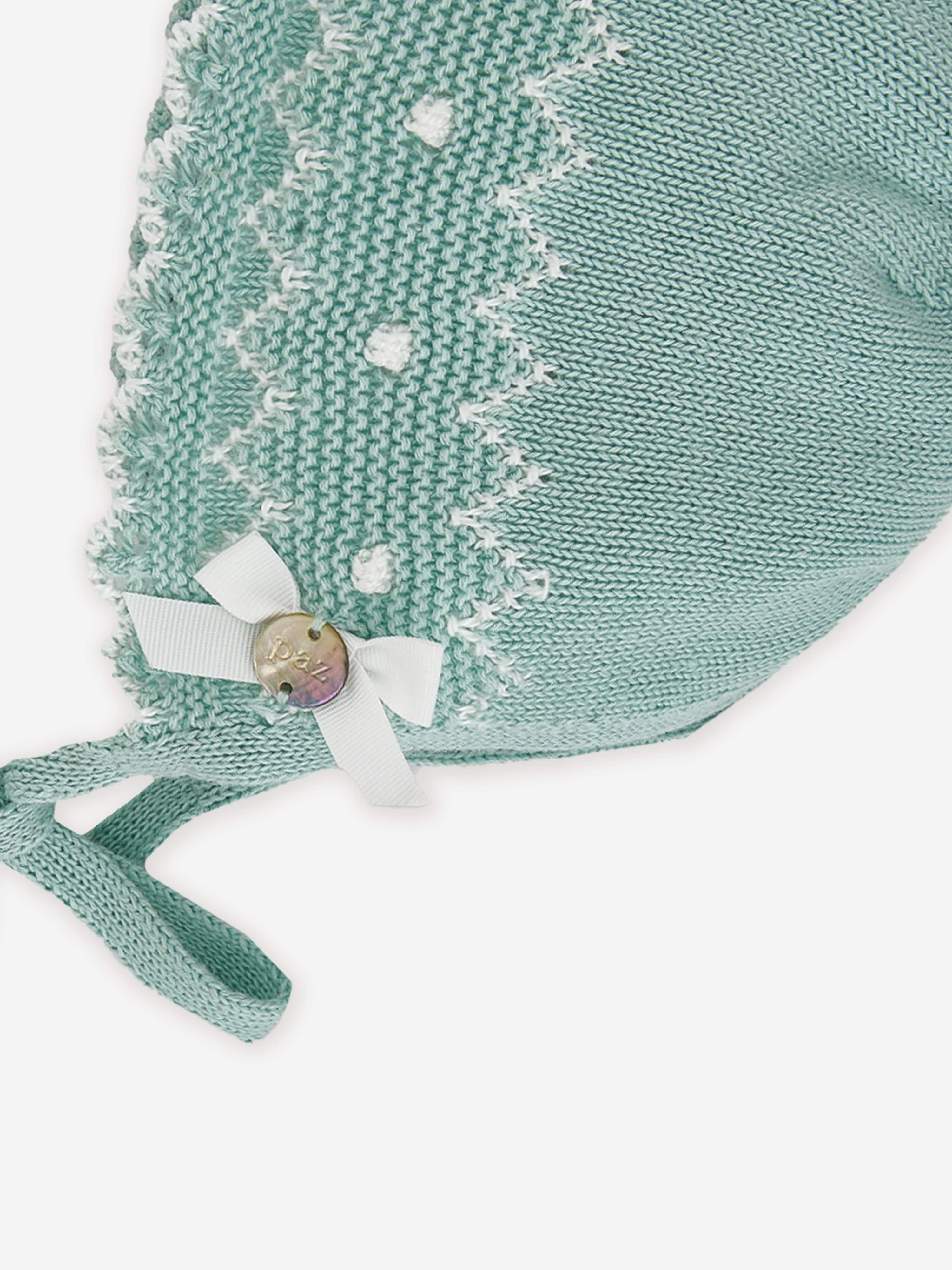 Paz Rodriguez Baby Knitted Bonnet in Green