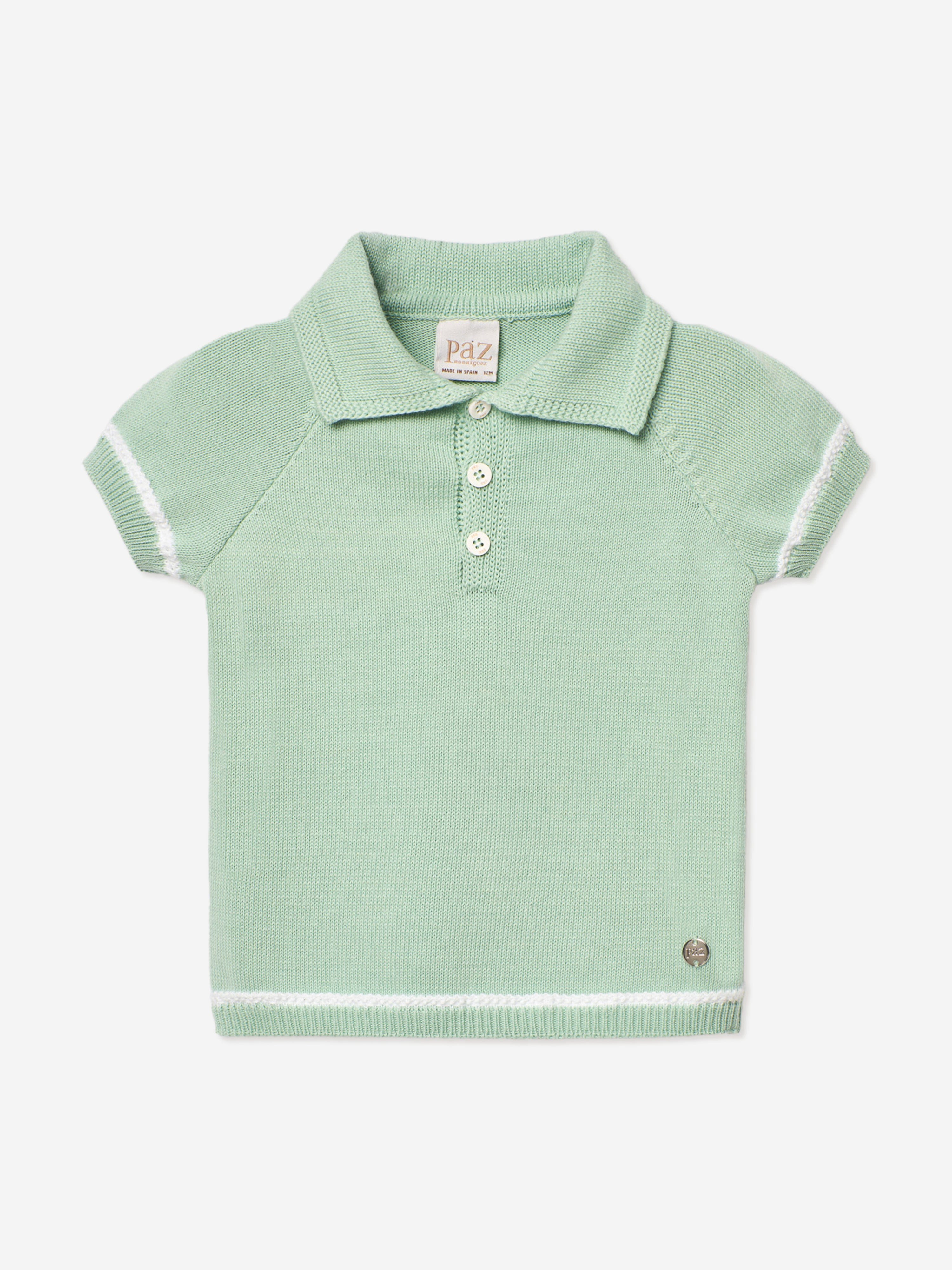 Paz Rodriguez Boys Knitted Polo Shirt in Green