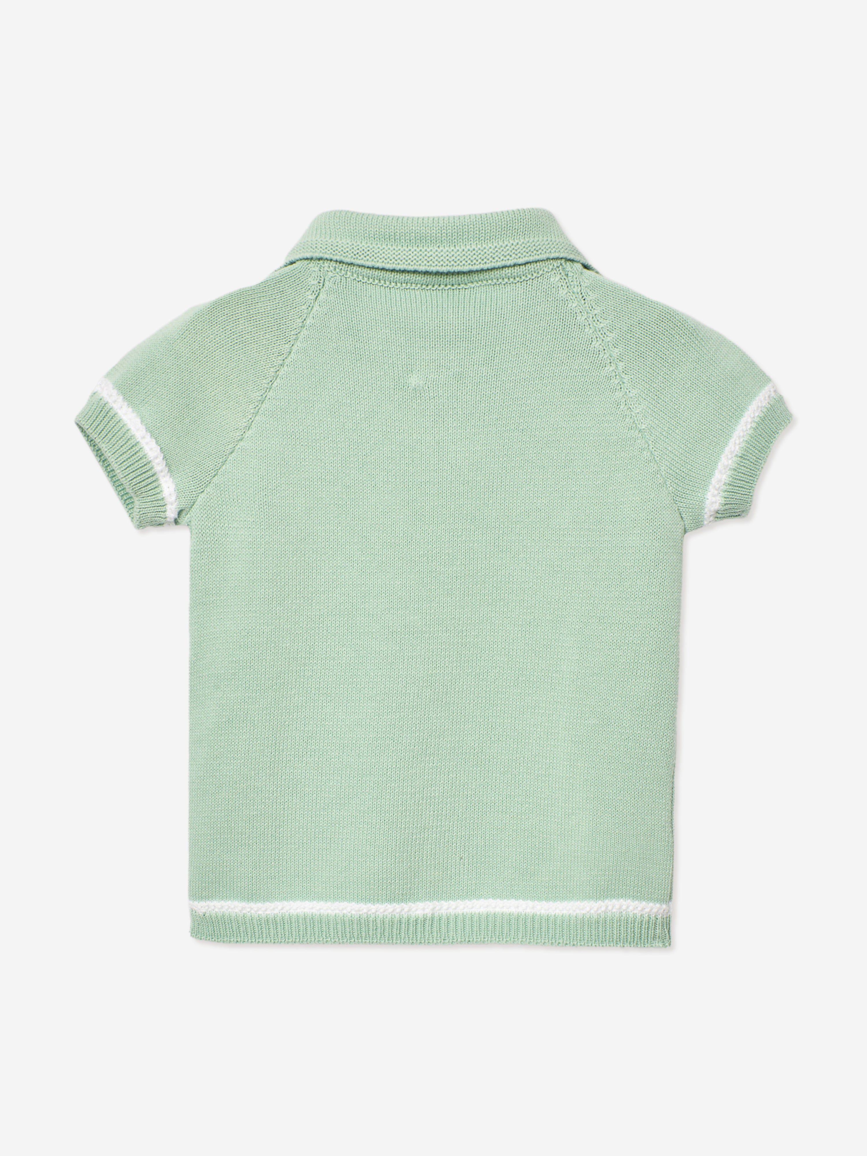 Paz Rodriguez Boys Knitted Polo Shirt in Green