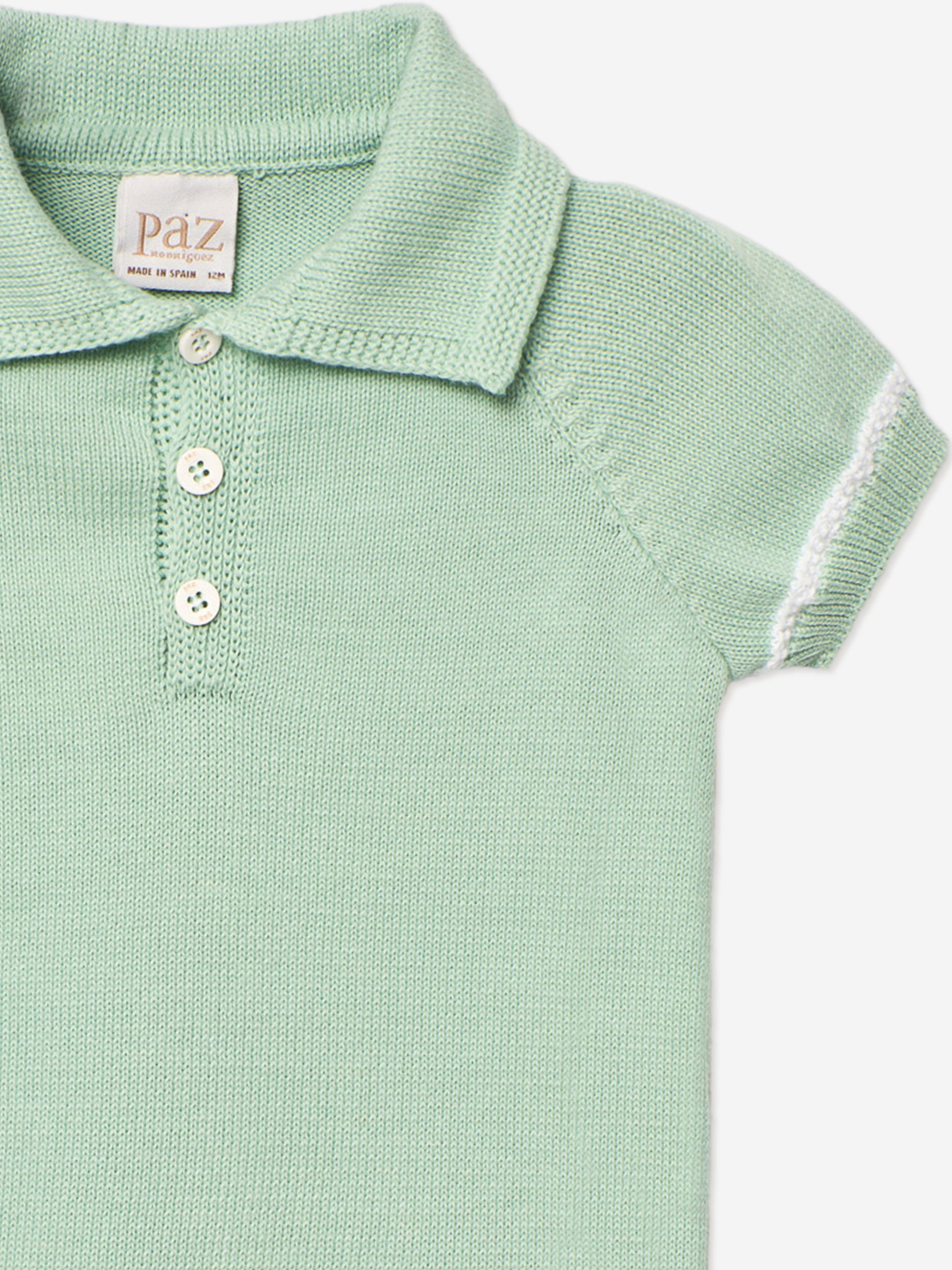 Paz Rodriguez Boys Knitted Polo Shirt in Green