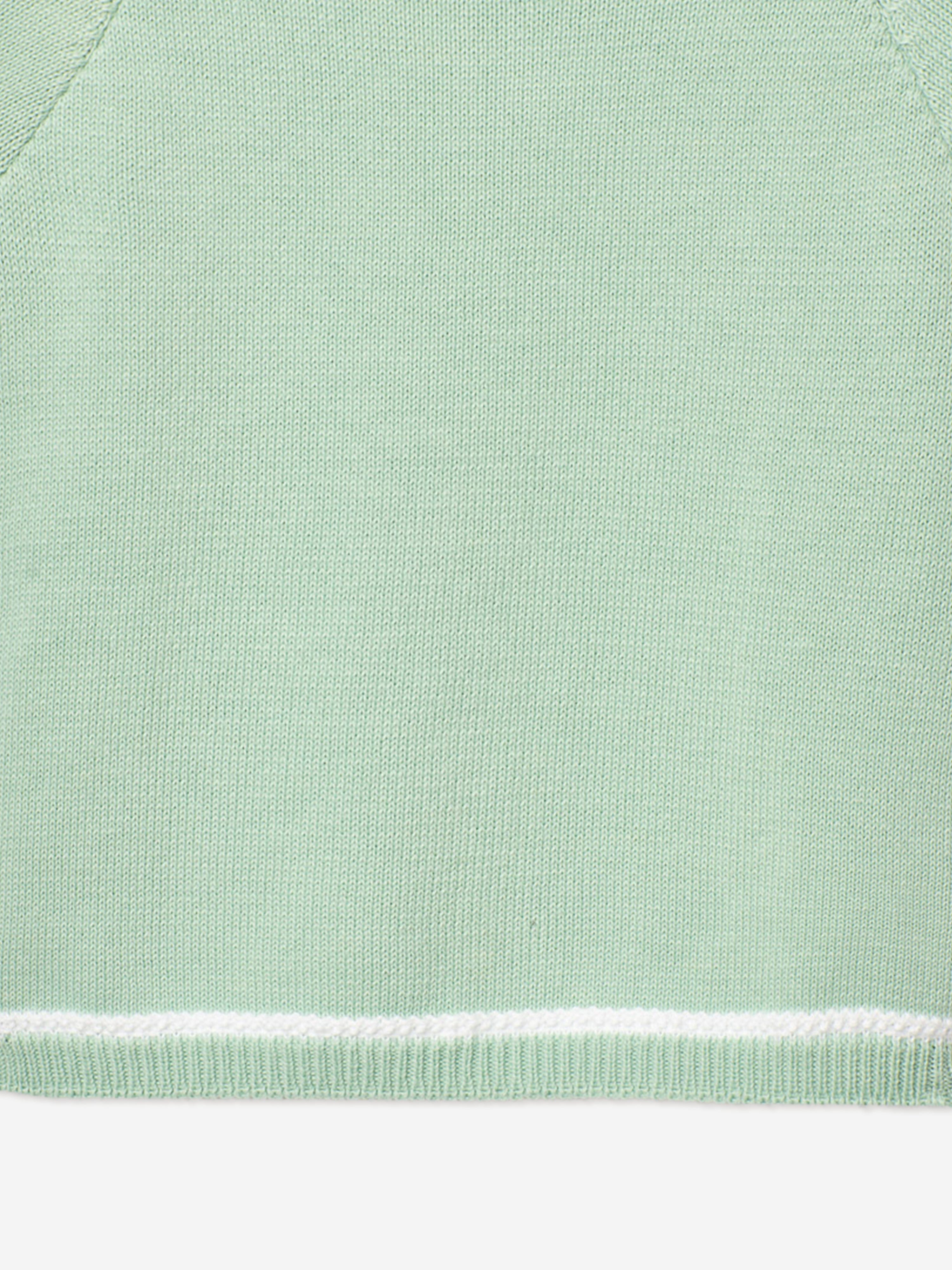 Paz Rodriguez Boys Knitted Polo Shirt in Green