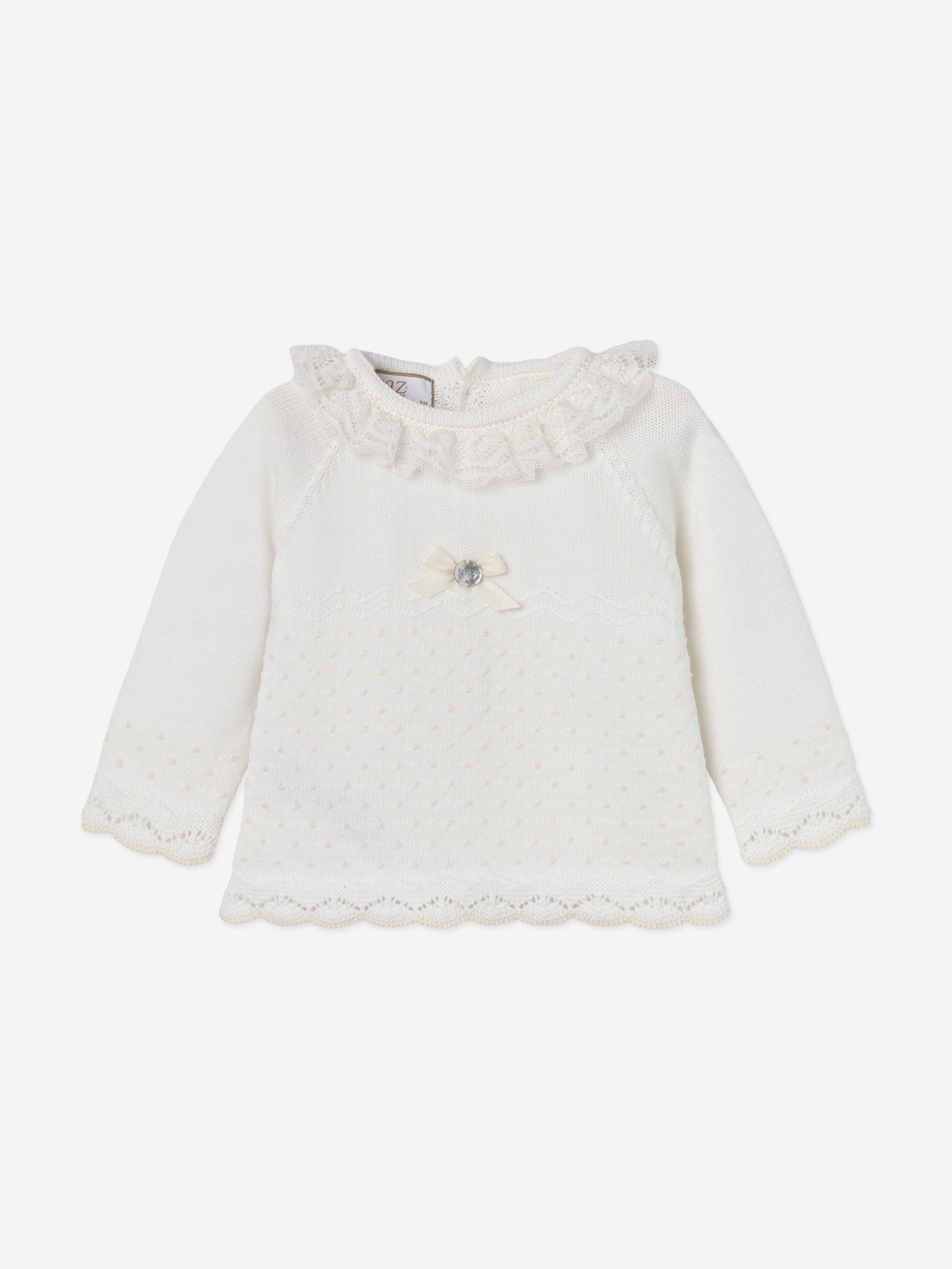 Paz Rodriguez Baby 2 Piece Cotton Knit Set in Ivory