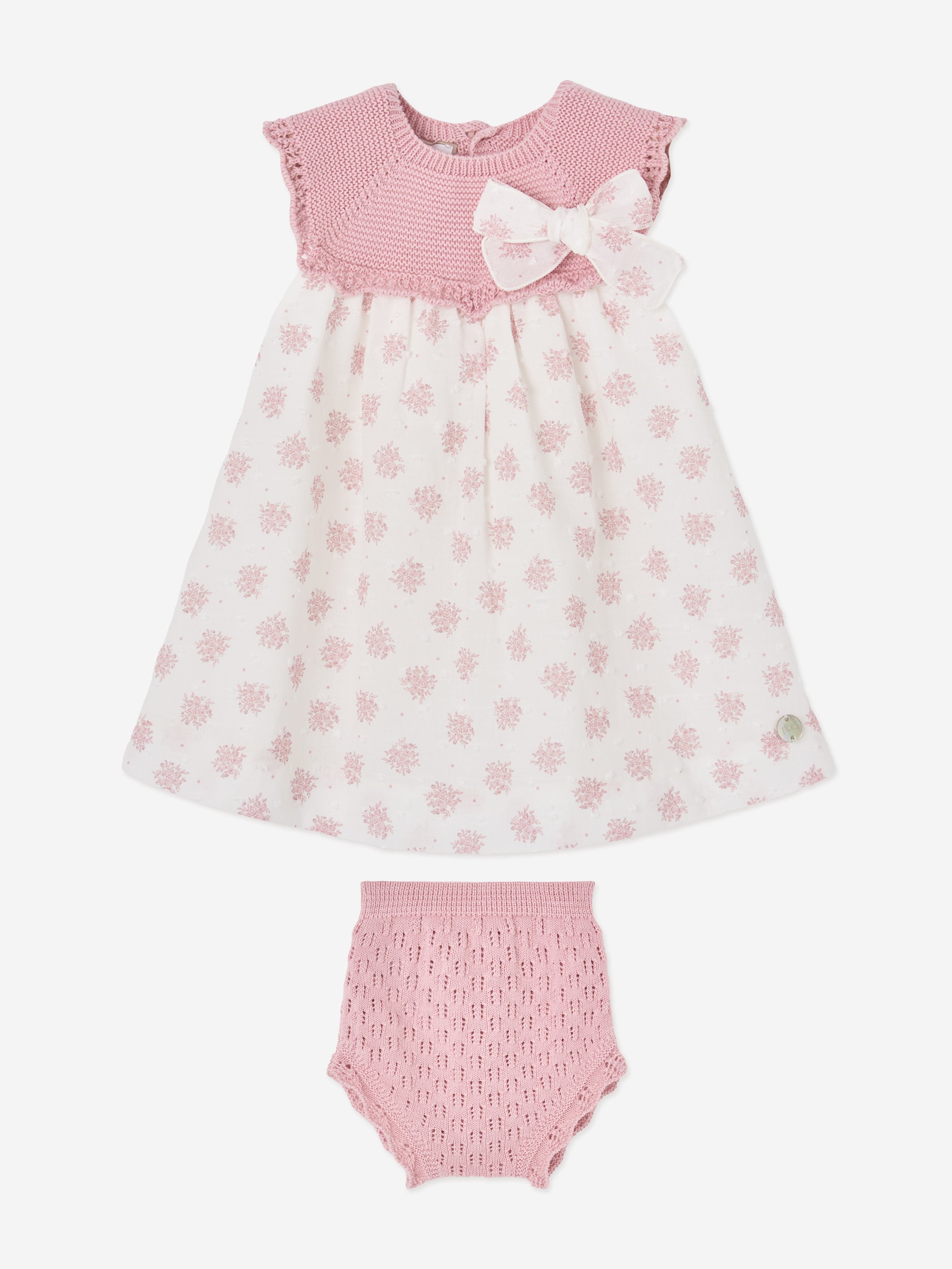 Paz Rodriguez Baby Girls Cotton Dress with Knickers in Pink