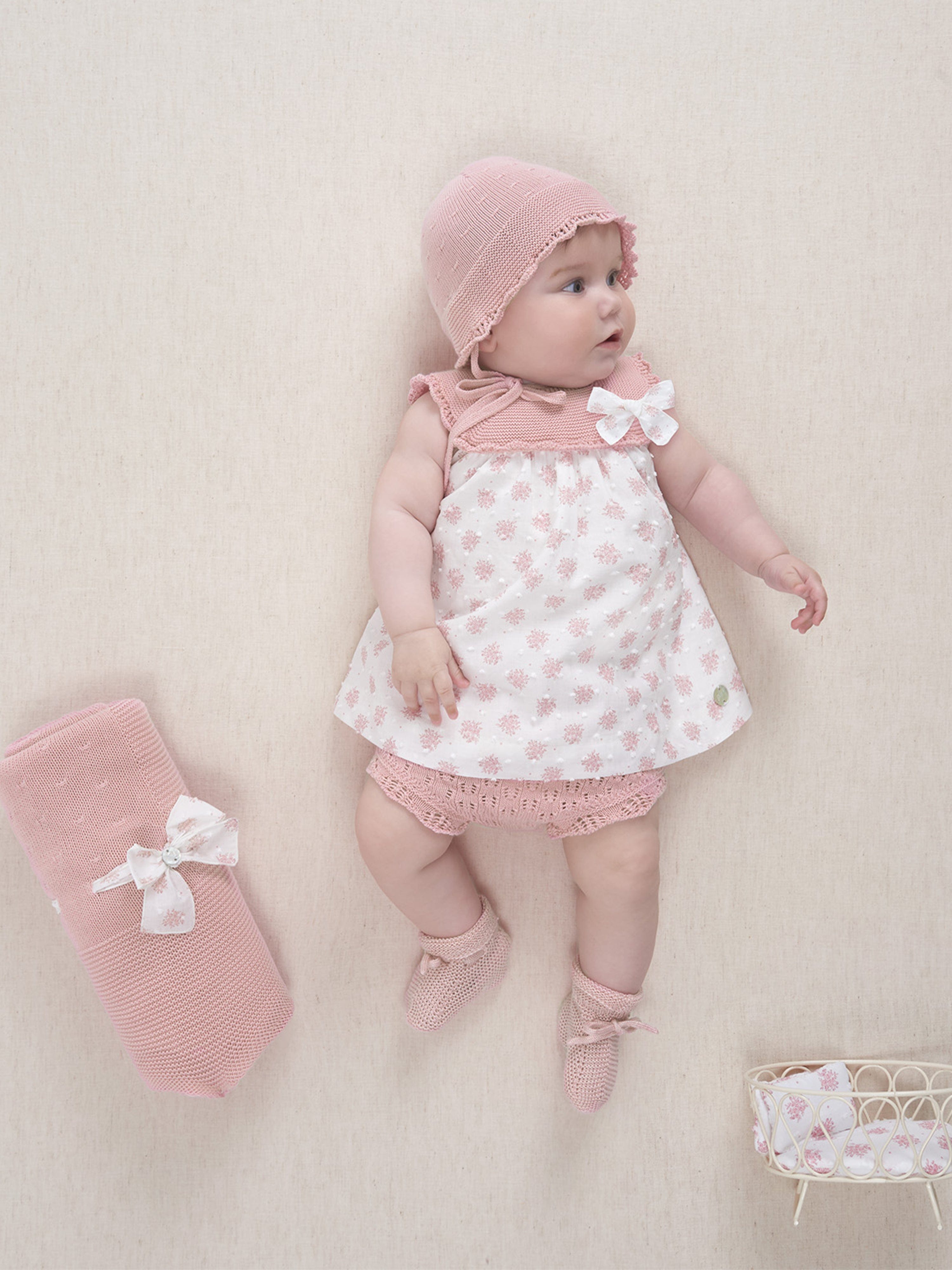 Paz Rodriguez Baby Girls Cotton Dress with Knickers in Pink