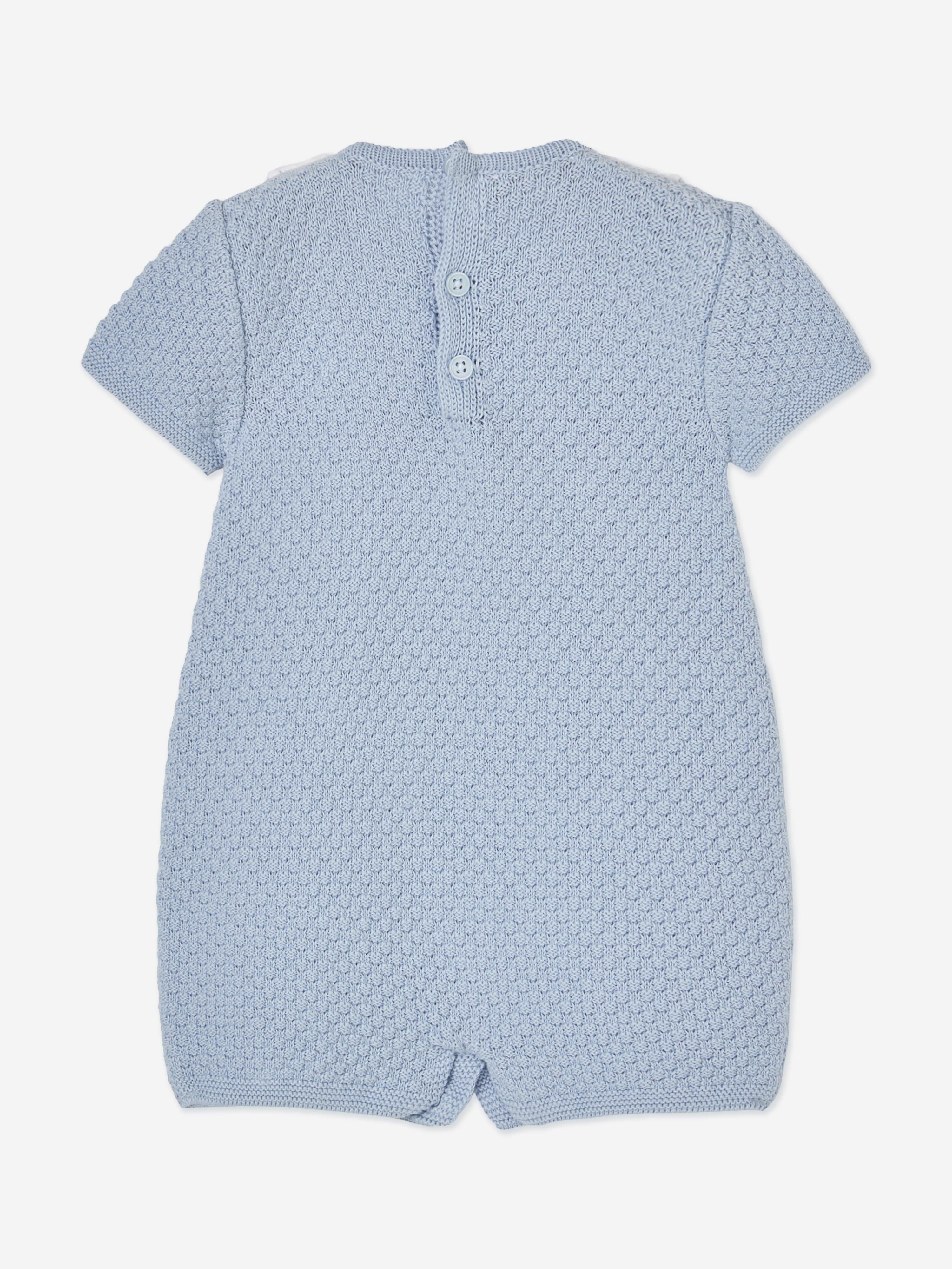 Paz Rodriguez Baby Boys Cotton Knit Romper in Blue