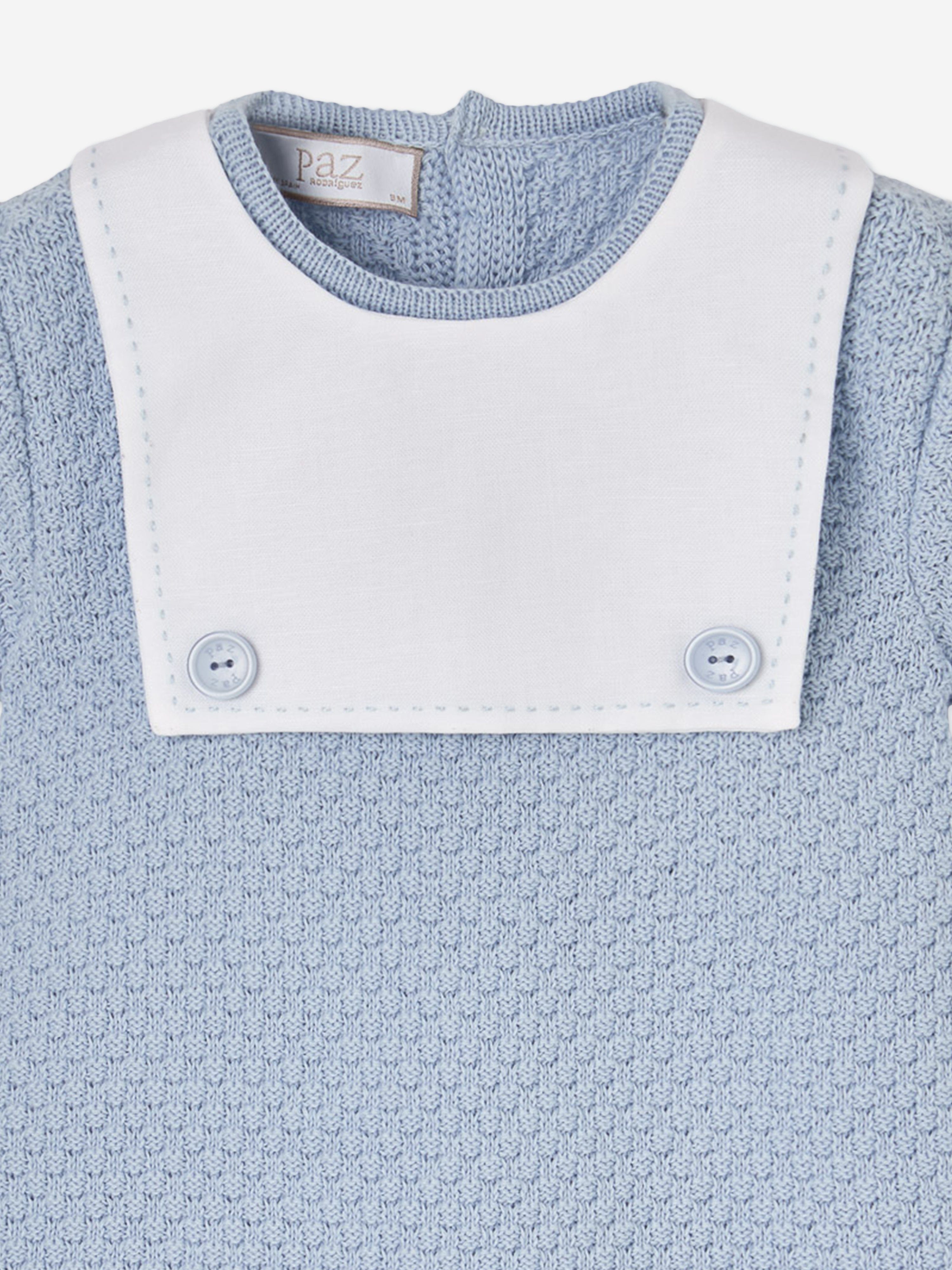 Paz Rodriguez Baby Boys Cotton Knit Romper in Blue