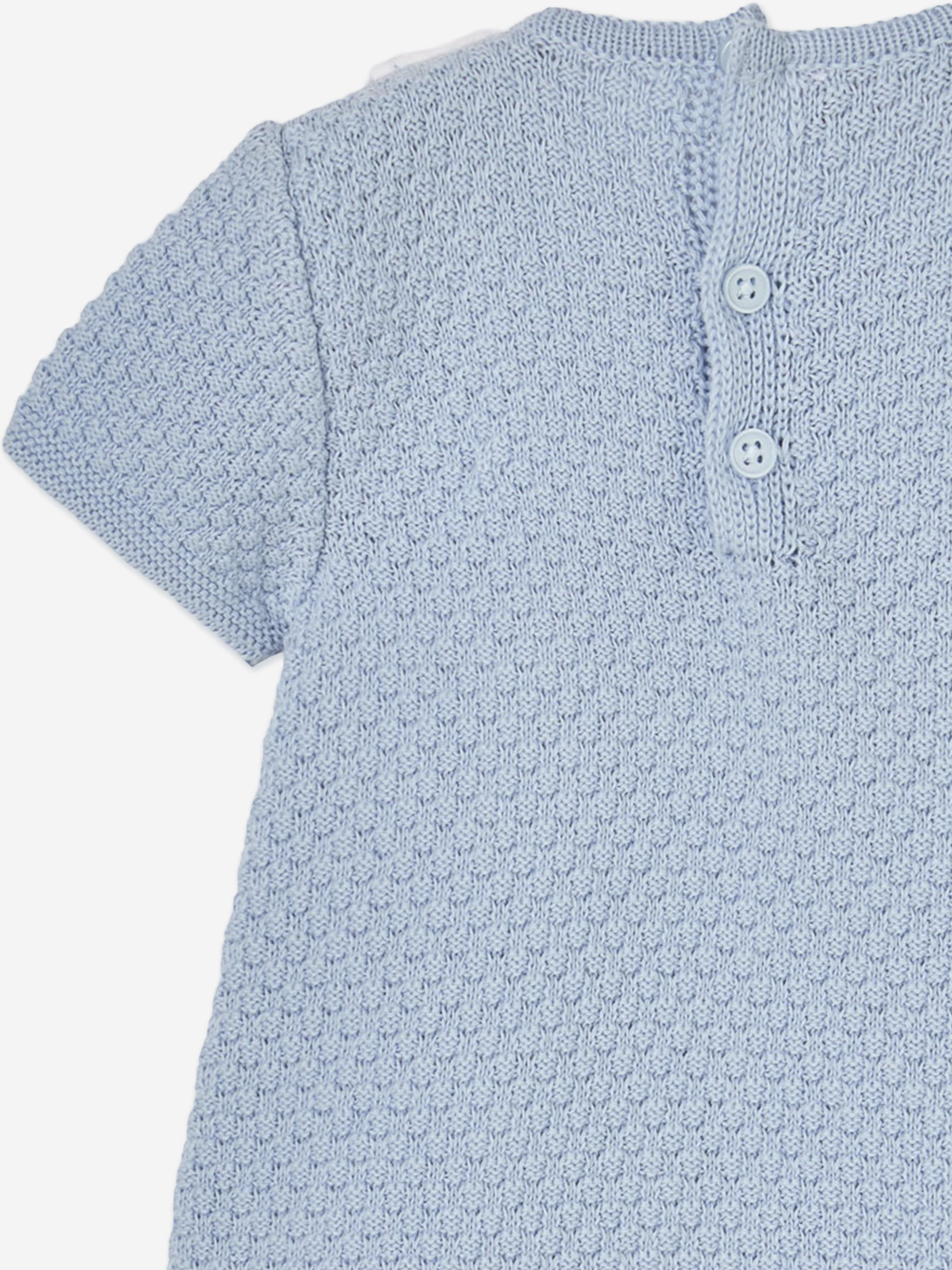 Paz Rodriguez Baby Boys Cotton Knit Romper in Blue