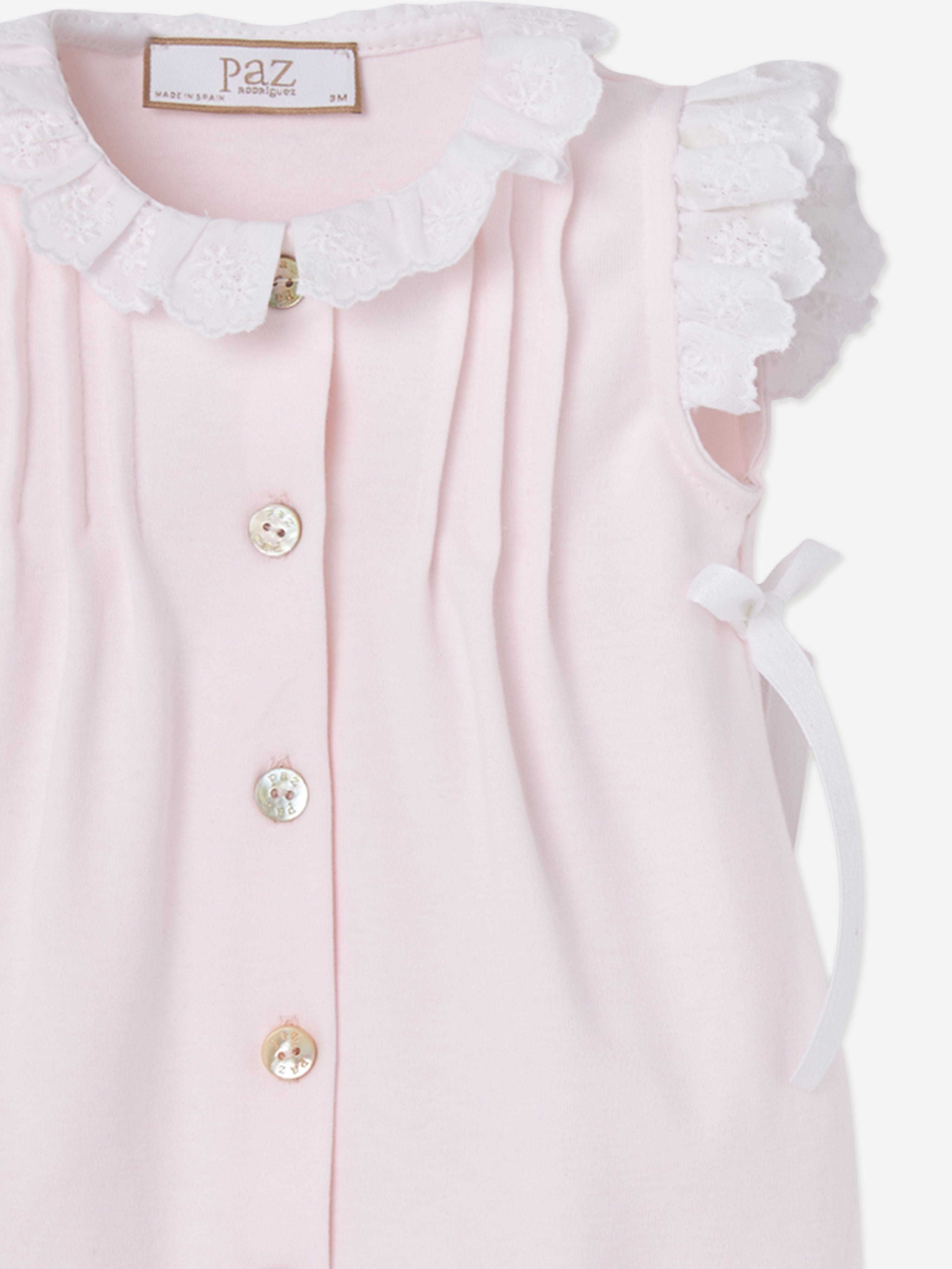 Paz Rodriguez Baby Girls Cotton Button Front Romper in Pink