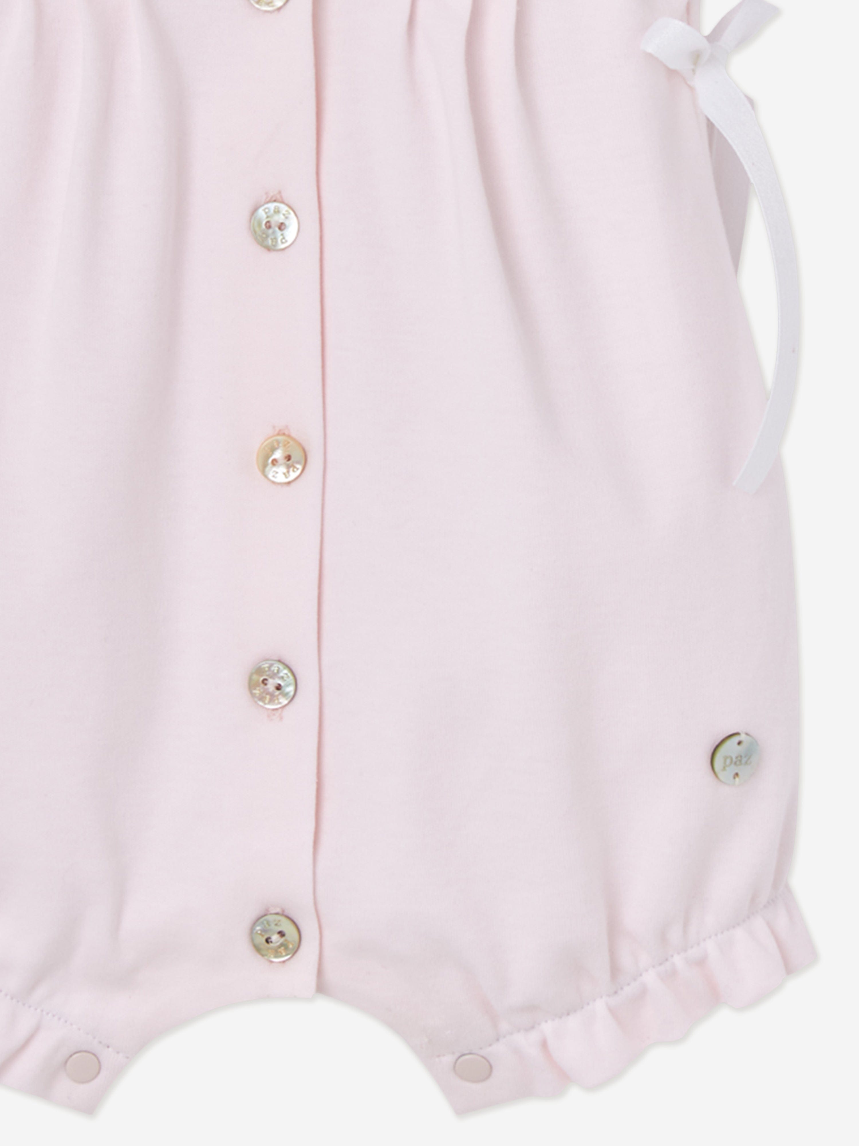 Paz Rodriguez Baby Girls Cotton Button Front Romper in Pink