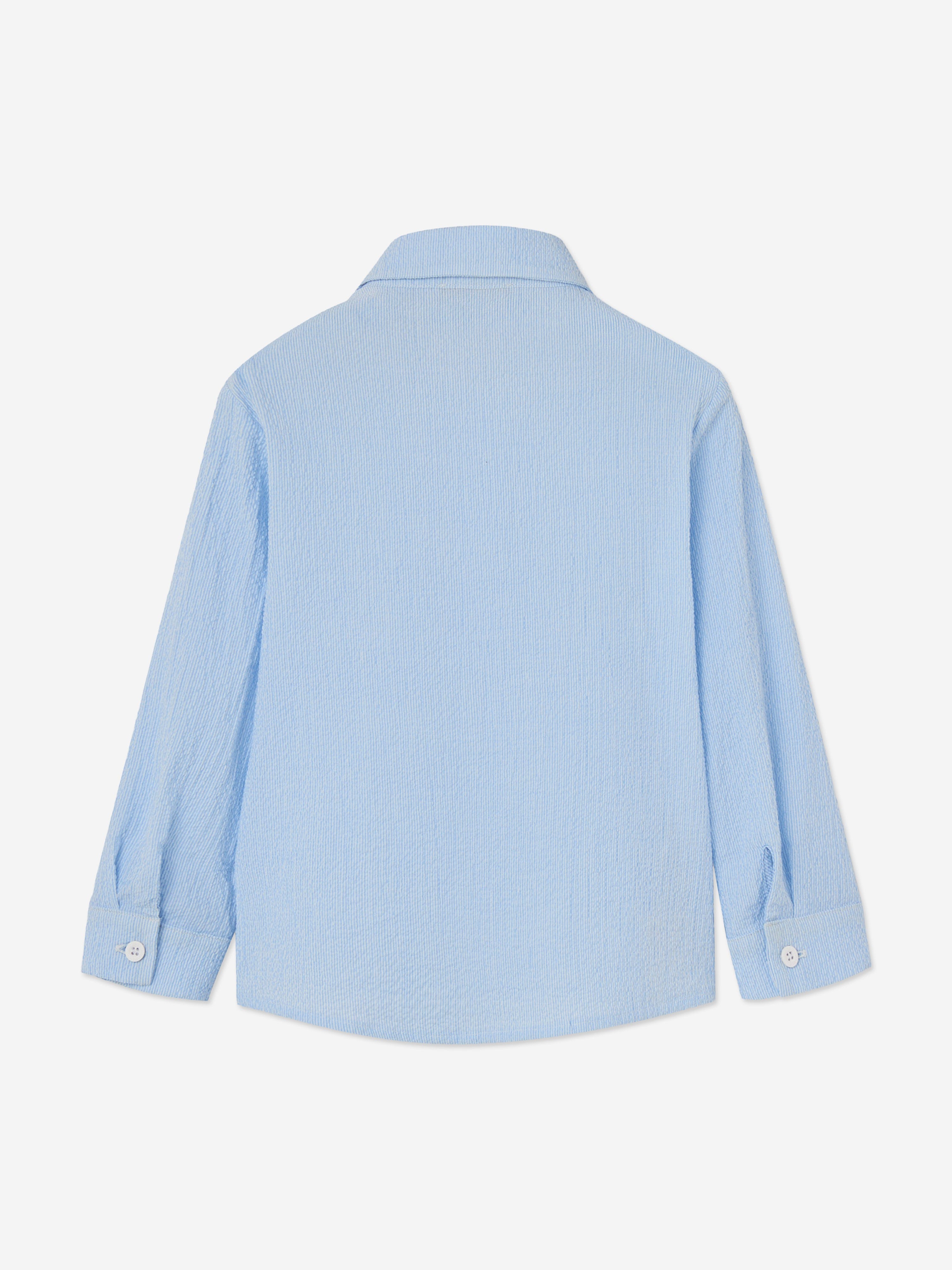 Paz Rodriguez Boys Cotton Shirt and Shorts Set in Blue